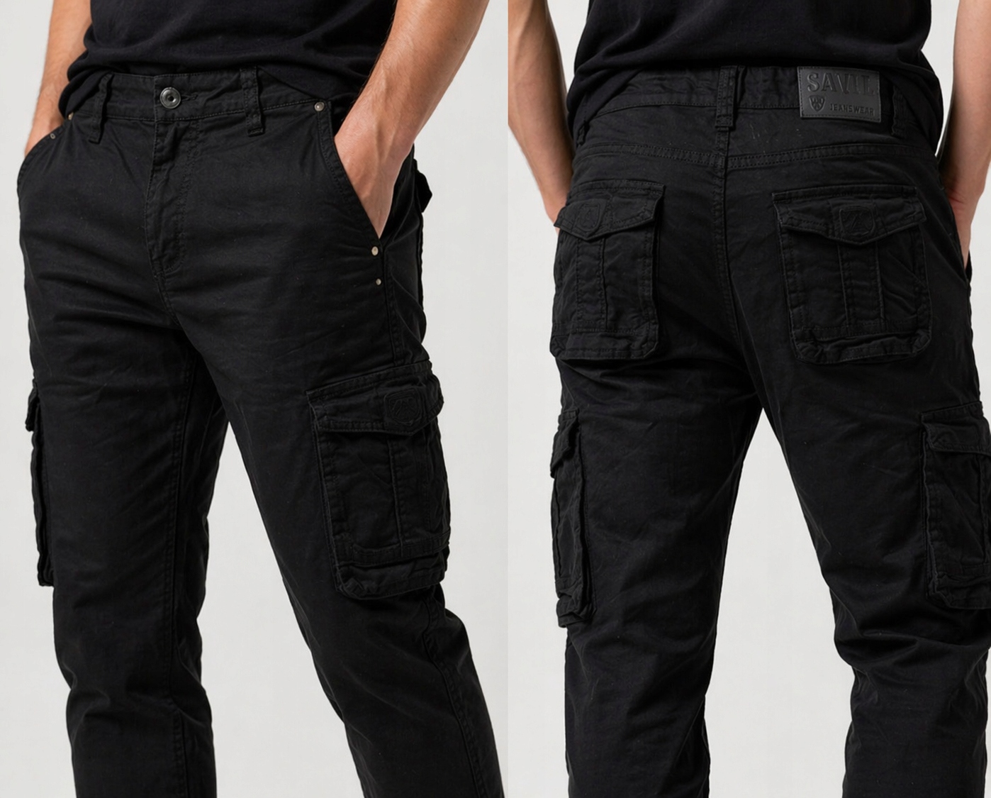 Kapsáče Pánské černé Kalhoty Regular Fit Casual W35 L32