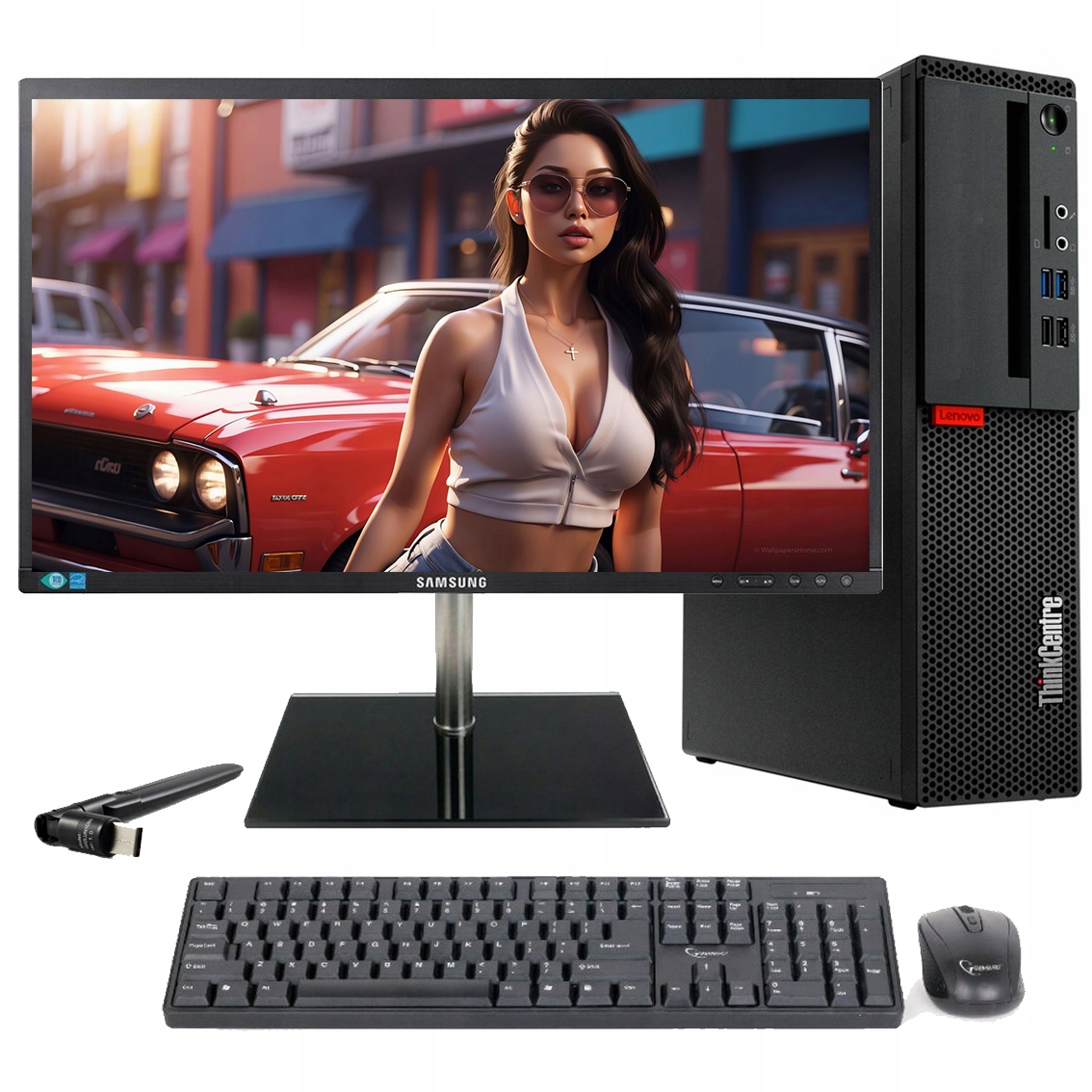 Zestaw PC Lenovo M725s RYZEN 3 PRO 16/256GB SSD W10 +monitor 24"