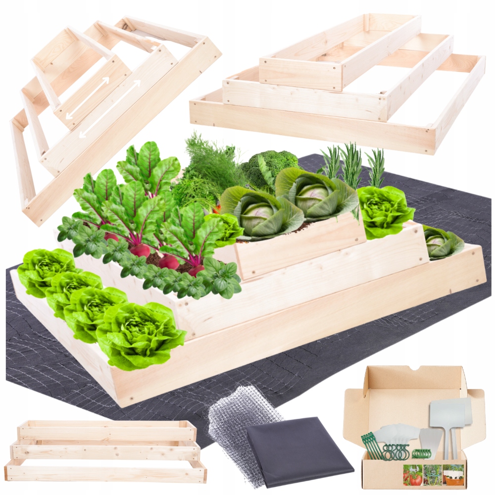 Zeleninový Záhon kaskádový, regulovatelný, vyvýšený záhon, impregnace 27x90x100