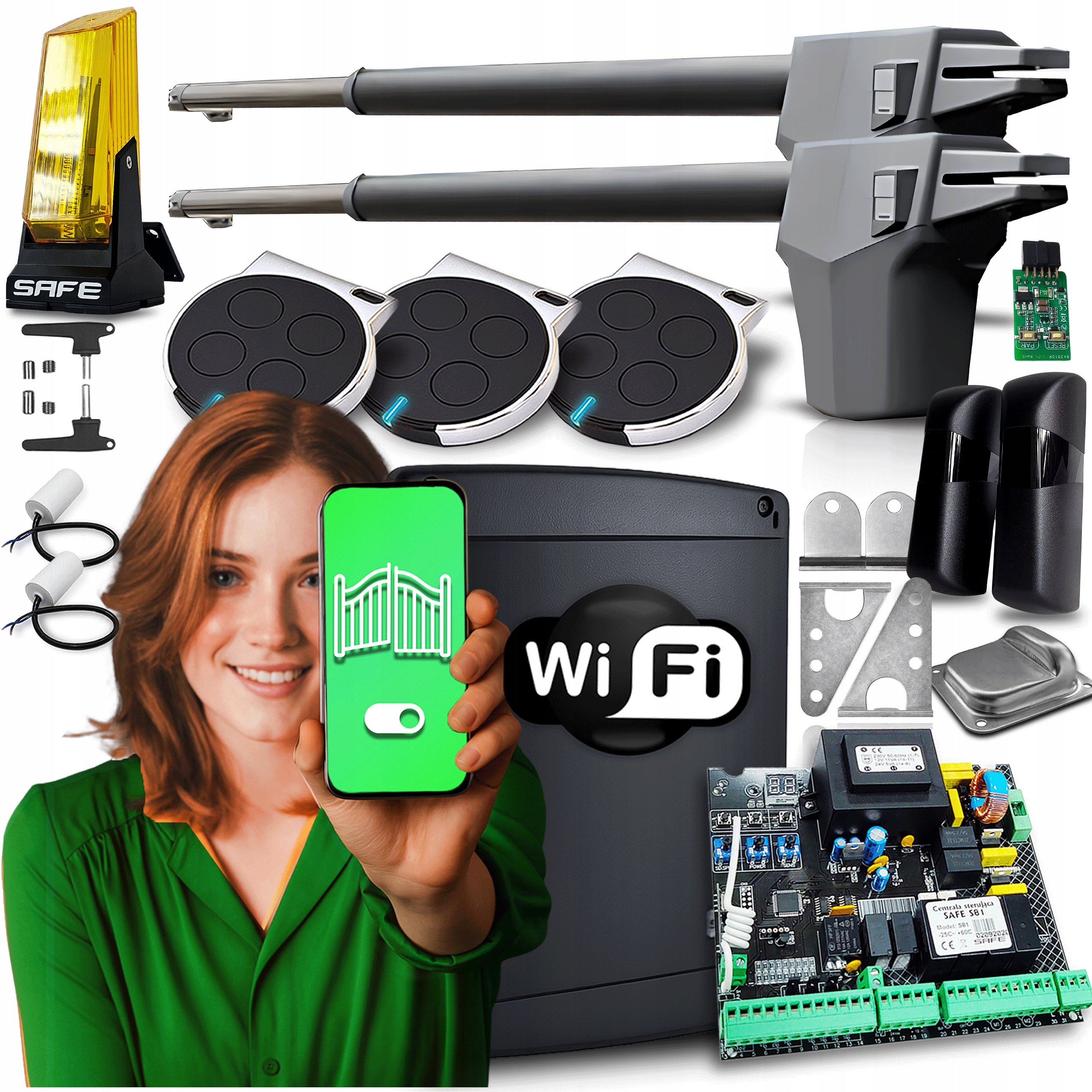 Pohon pro dvoukřídlou bránu sada automat 3 ovladače pohon Wifi lampa