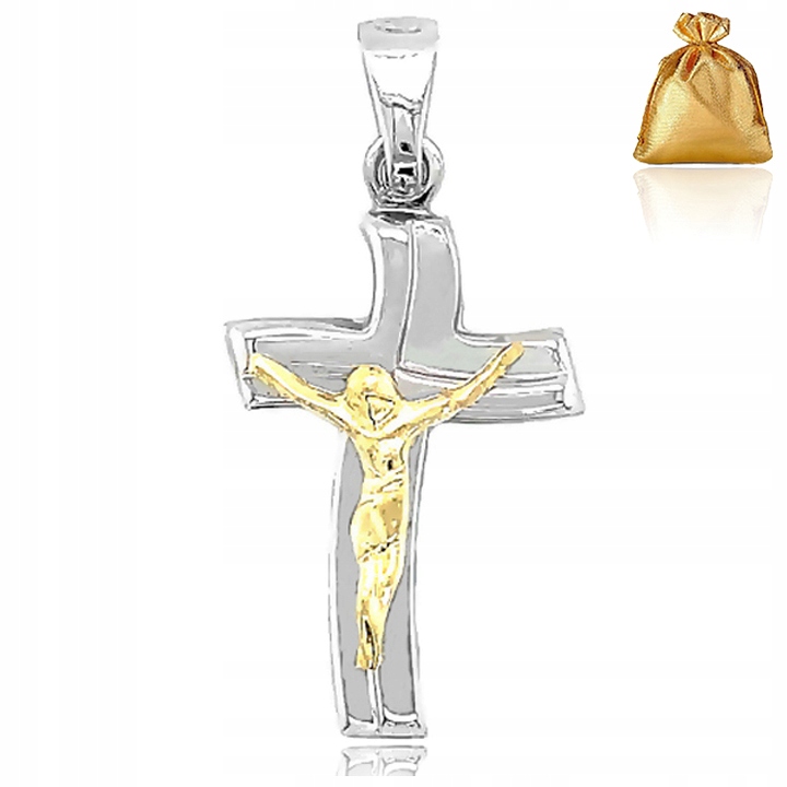 Stříbrný Pánský Křížek S Pozlaceným Ježíšem Stříbro 925 Jako Dárek