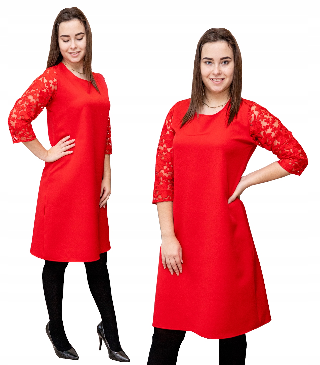 KLASYCZNA ELEGANCKA SUKIENKA KORONKA ROZMIARY 46