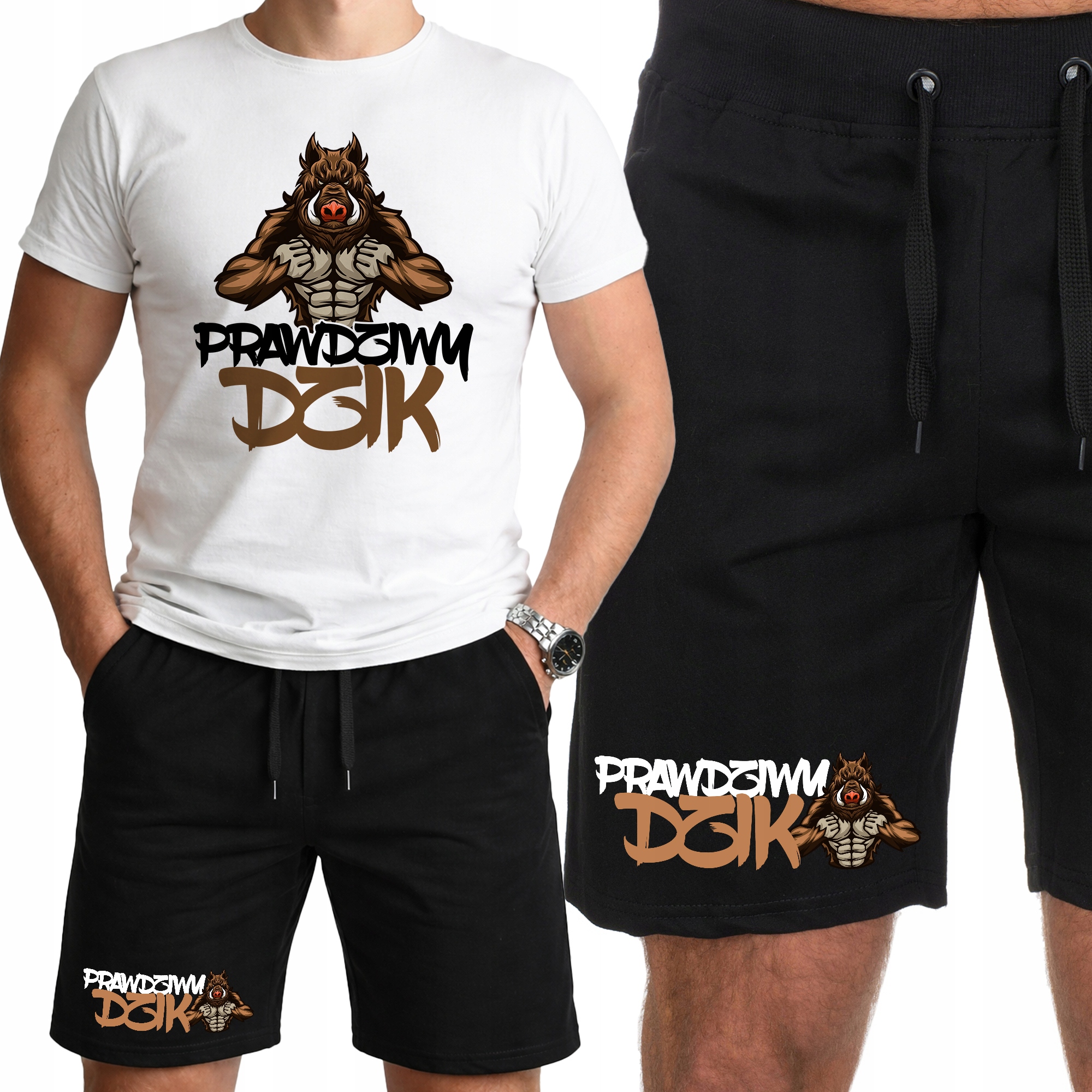 Pánský sportovní komplet Set Oblečení na Trénink Posilovny Pravý divočák XXL