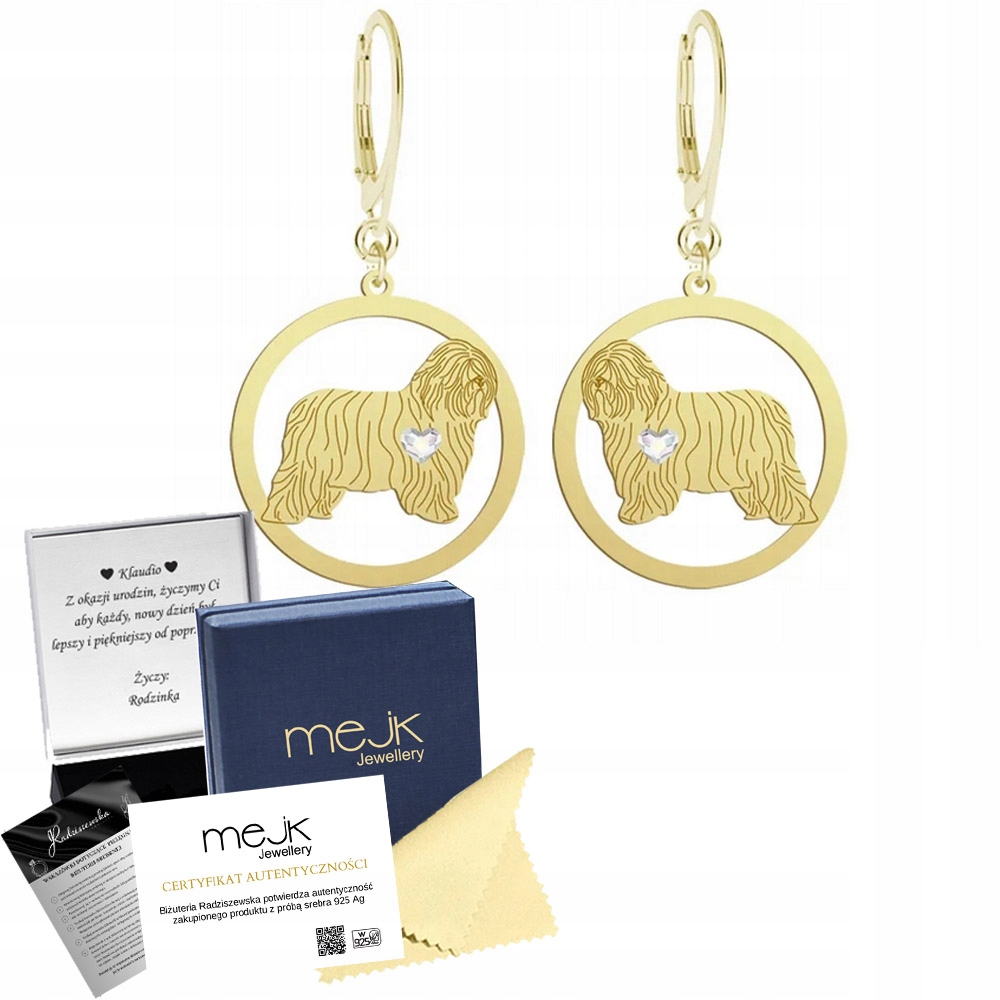 Náušnice Zlaté se psem Polský ovčák 925 Šperky Dárek Gravírování