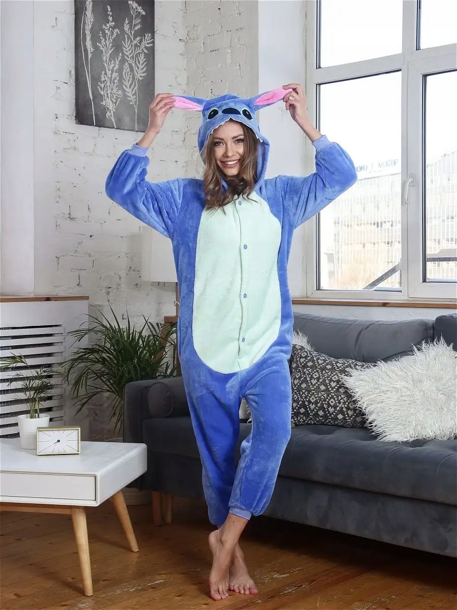 PIŻAMA STITCH STICH DRES ONESIE KIGURUMI KOMBINEZON PRZEBRANIE - XL Rozmiar XL