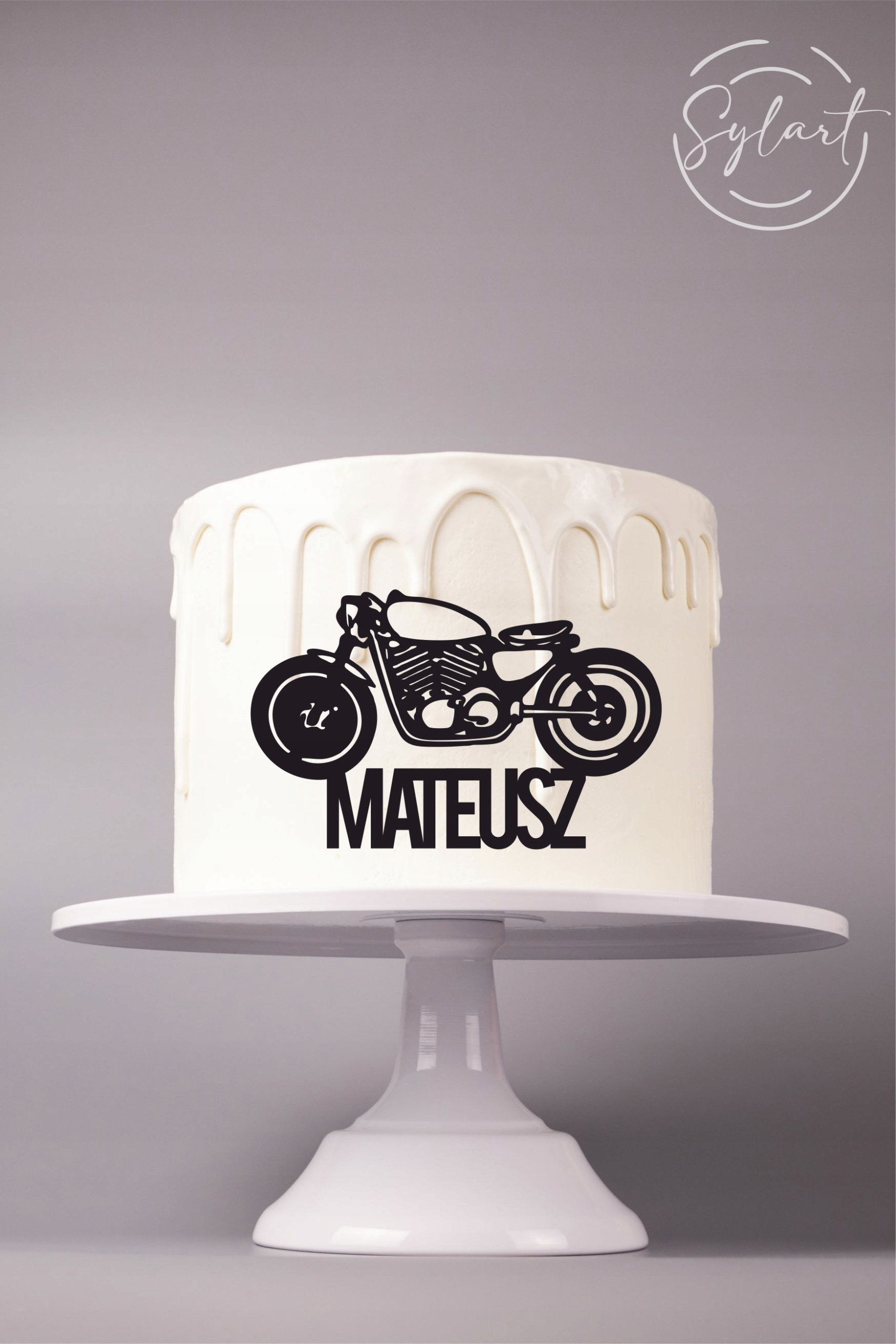 

Topper na bok tortu motor harley imię czarny