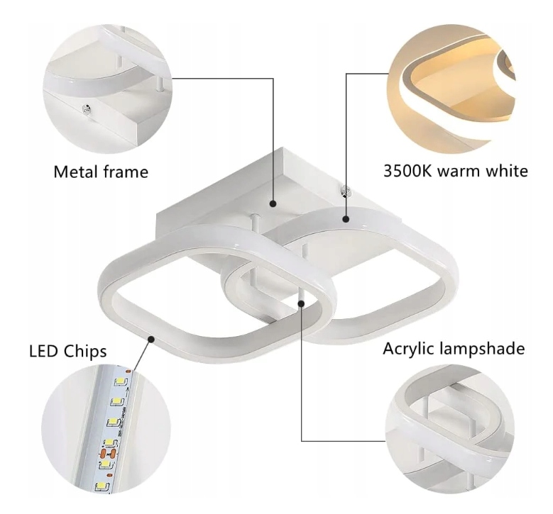 LAMPA SUFITOWA LED PLAFON KWADRAT RING NOWOCZESNA 22W 3000-6500K DO KUCHNIA Kod producenta 30867129-2