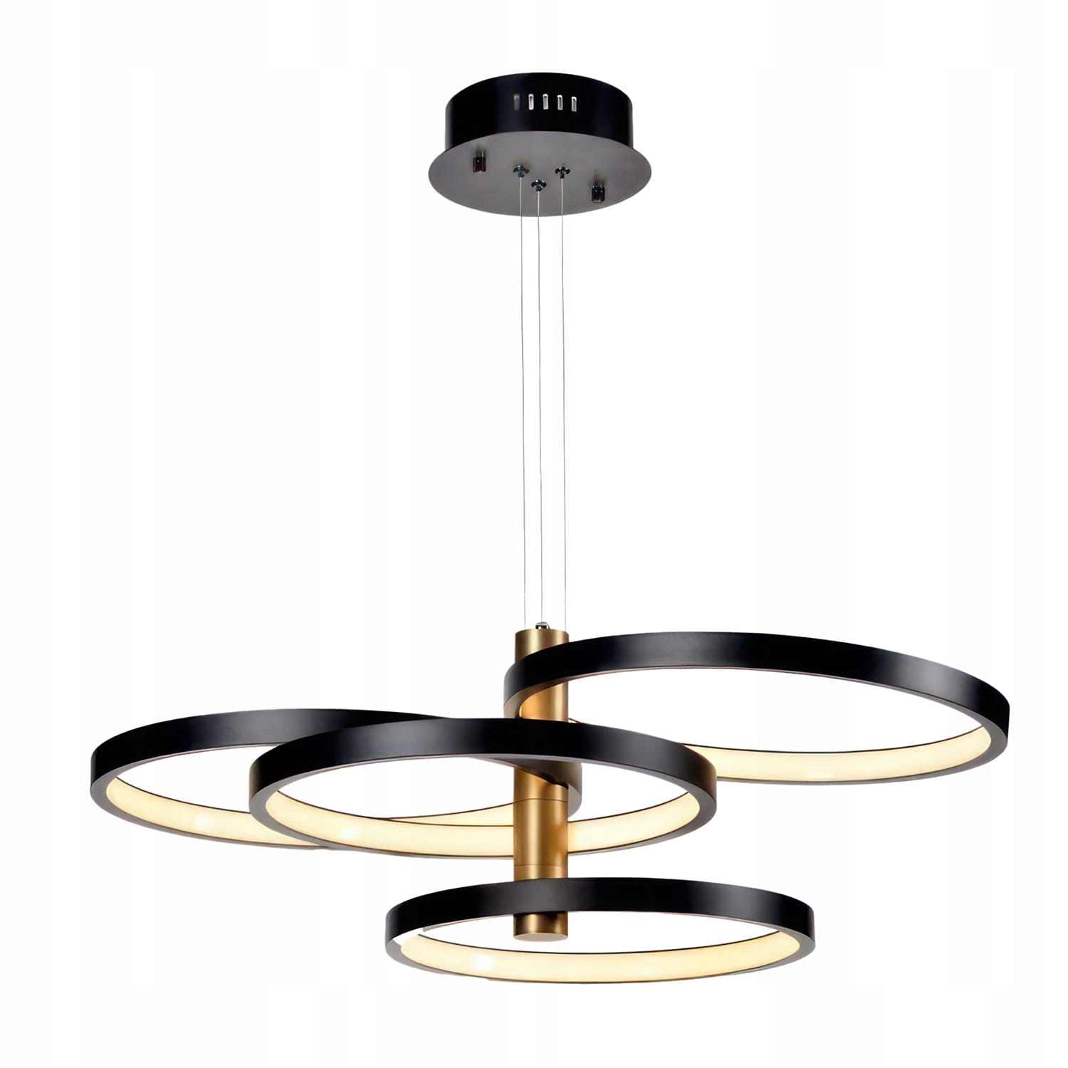 Lampa wisząca czarno złota z 4 poziomymi ringami 70W Led do salonu AZzardo