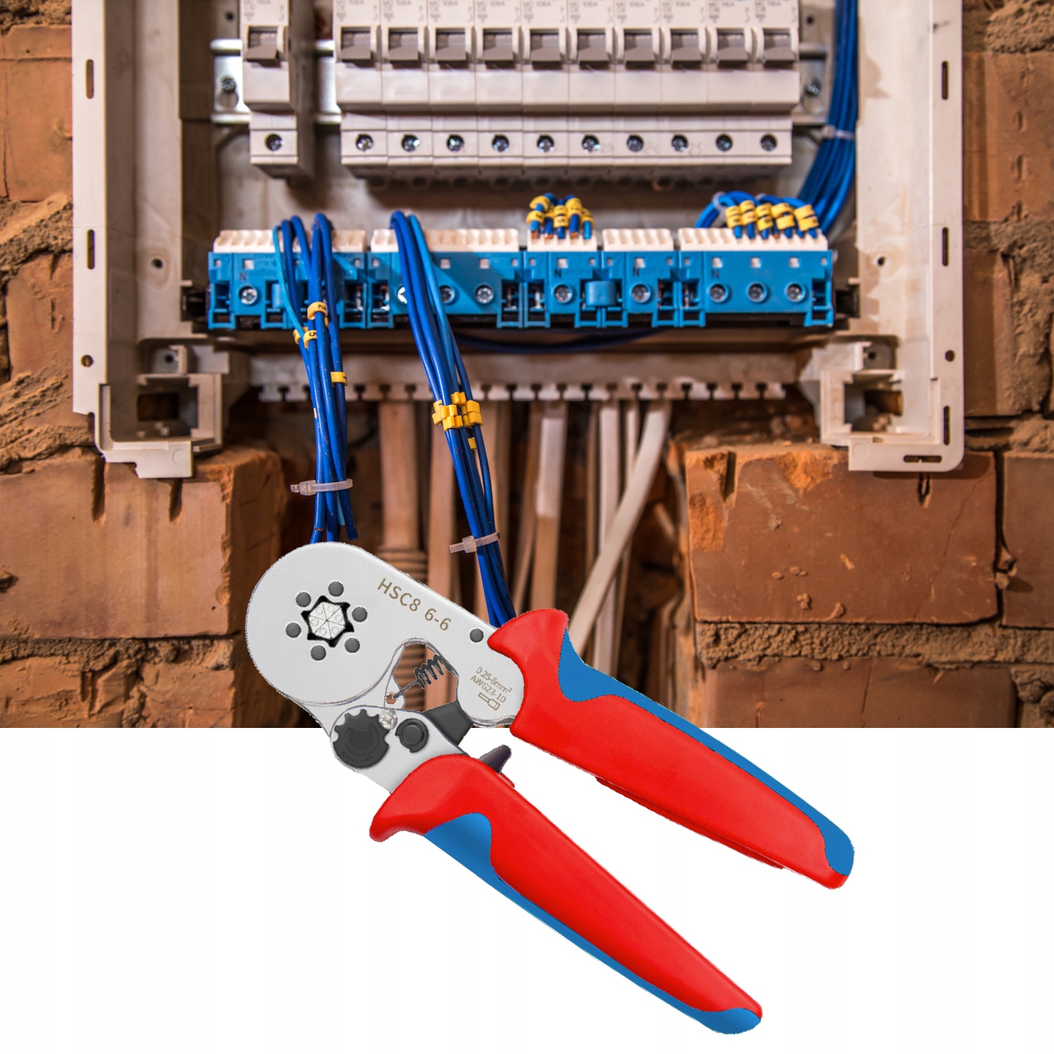 ZACISKARKA PRASKA do tulejek kablowych SZEŚCIOKĄTNA kabli konektorów MOCNA Maksymalny przekrój przewodu 6 mm²