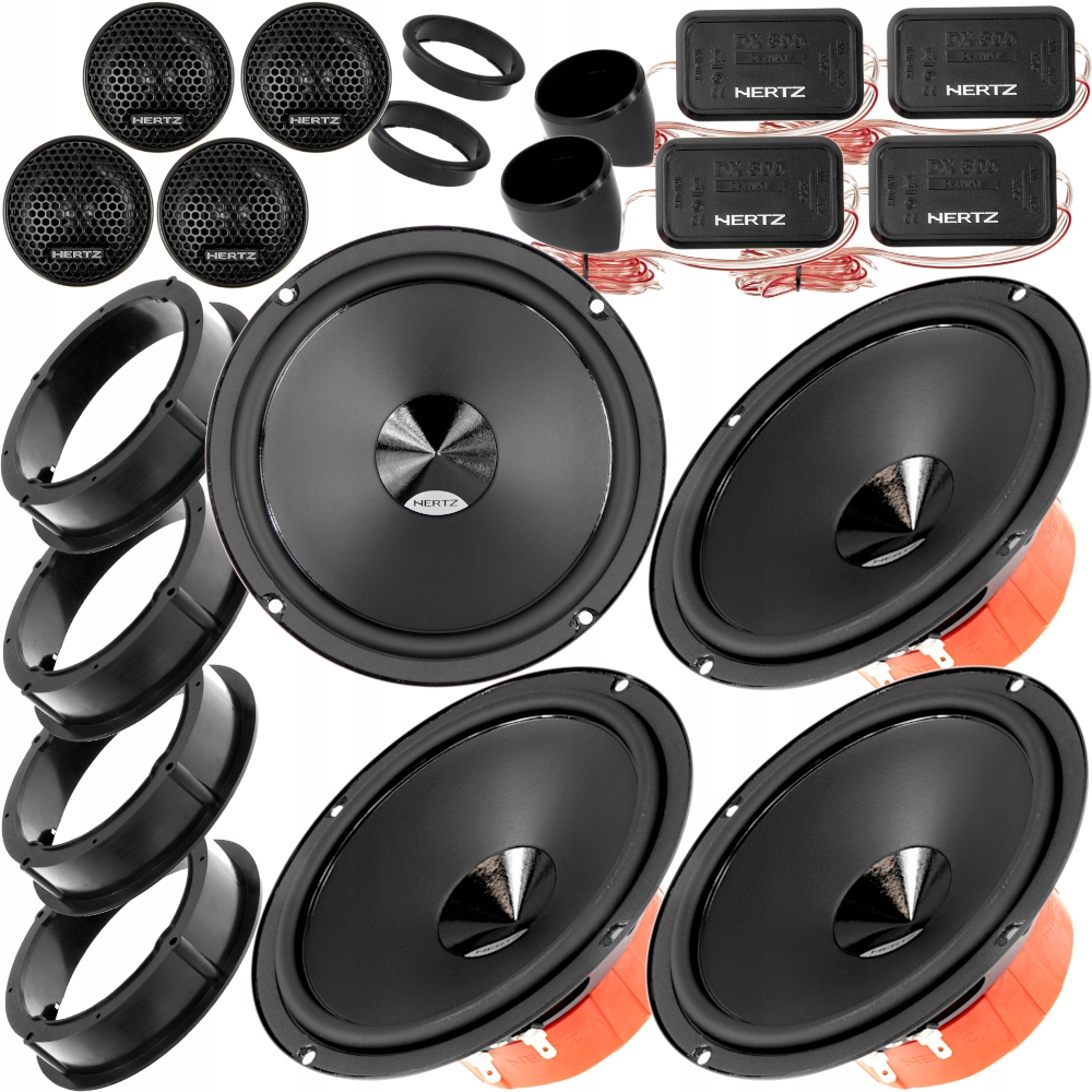 GŁOŚNIKI SAMOCHODOWE HERTZ 165MM SYSTEM DO VW PASSAT B5 POLO 4 PRZÓD + TYŁ