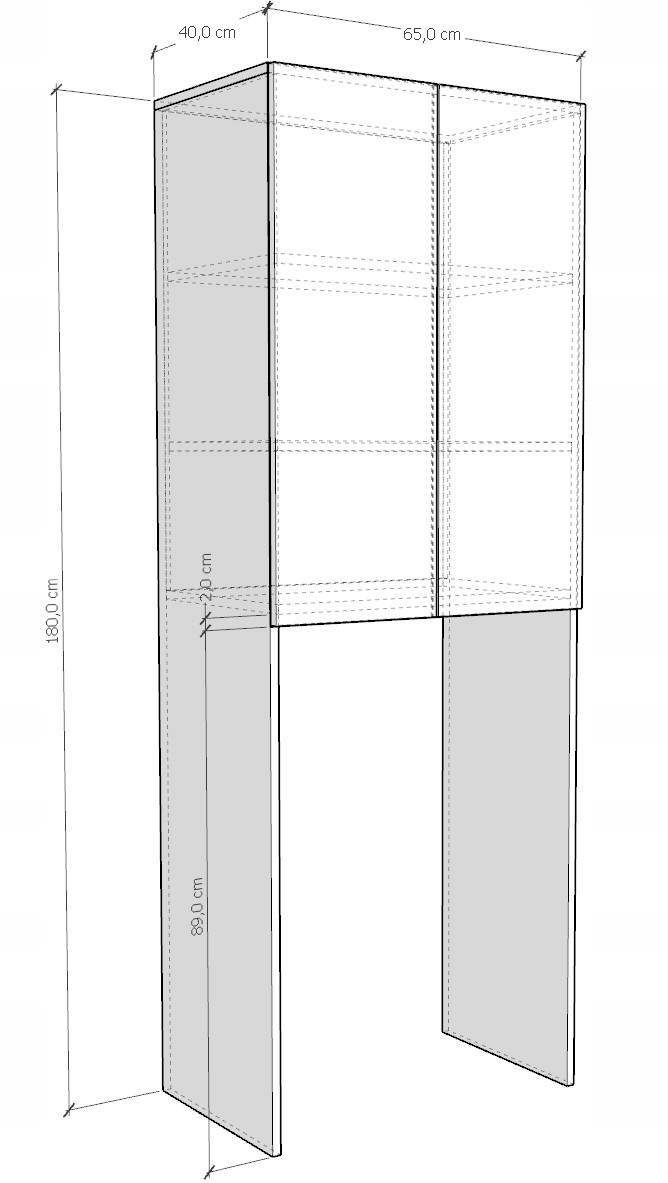 Szafka nad pralkę, szara Typ stojące