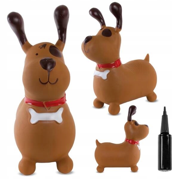 Skoczek gumowy dla dzieci REKSIO 60 cm brązowy do skakania z pompką