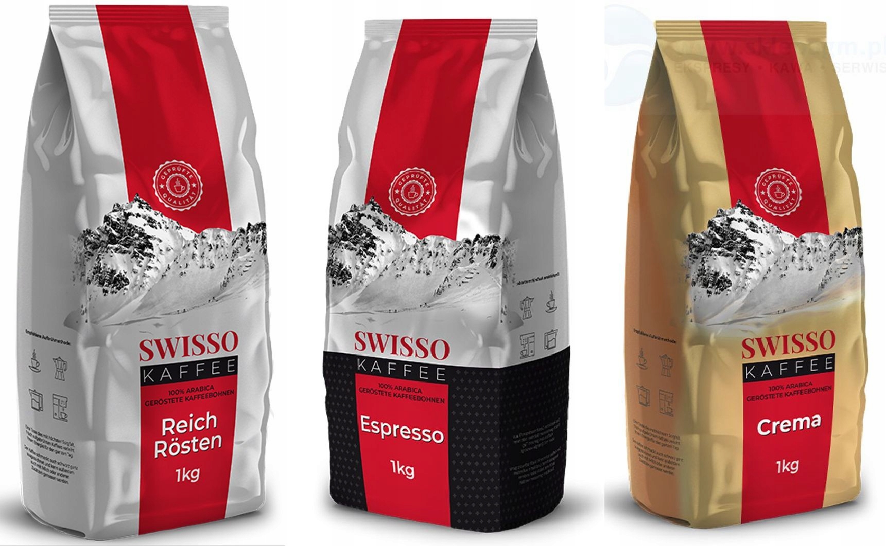 Kawa Swisso Kaffee 100% Arabica Crema Espresso Zestaw 3kg