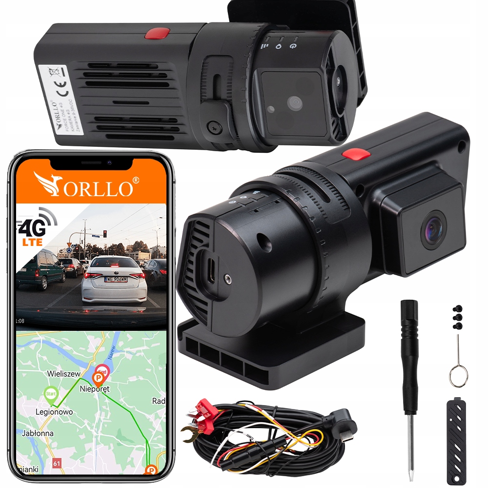 Kamera Automobilová Videorekordér Sim karta Gps Dual Orllo Force One 4G