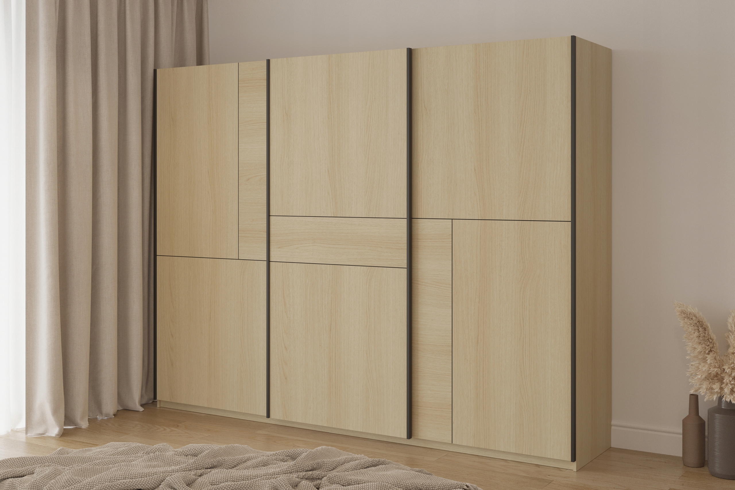 Skříň třídveřová Lubero 270 cm posuvná Dub lindberg