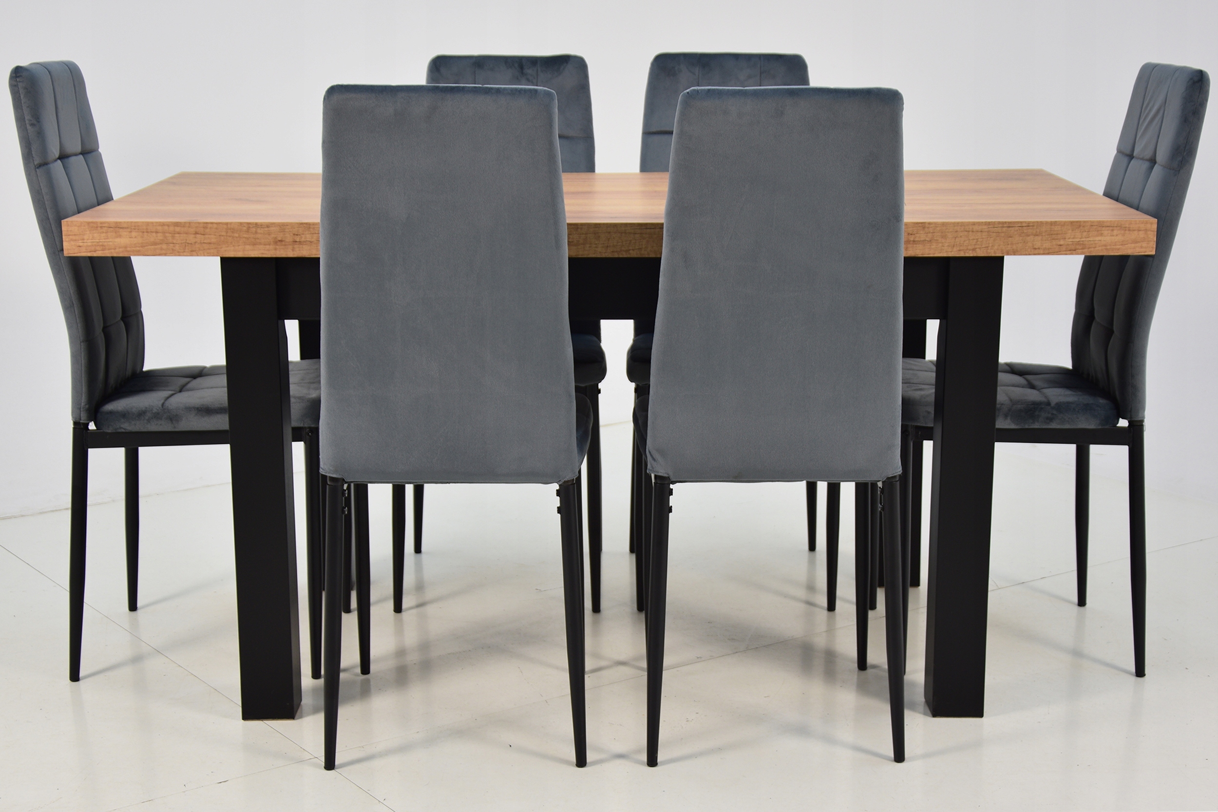 Komplet STÓŁ ROZKŁADANY do 160cm i 6 krzeseł SZARE Szerokość stołu 80 cm