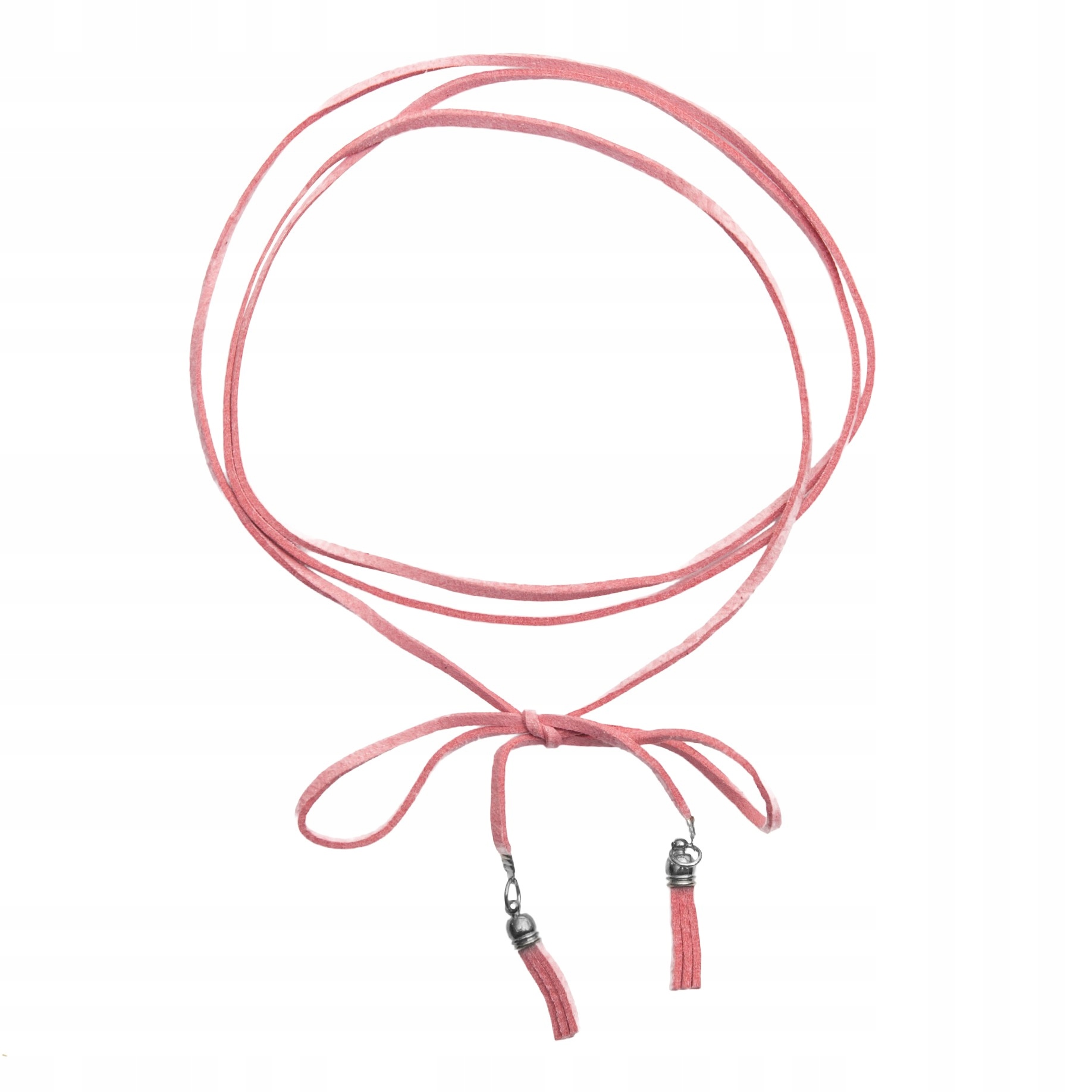 

Wiązany choker różowy z elementami w srebrnym kolo