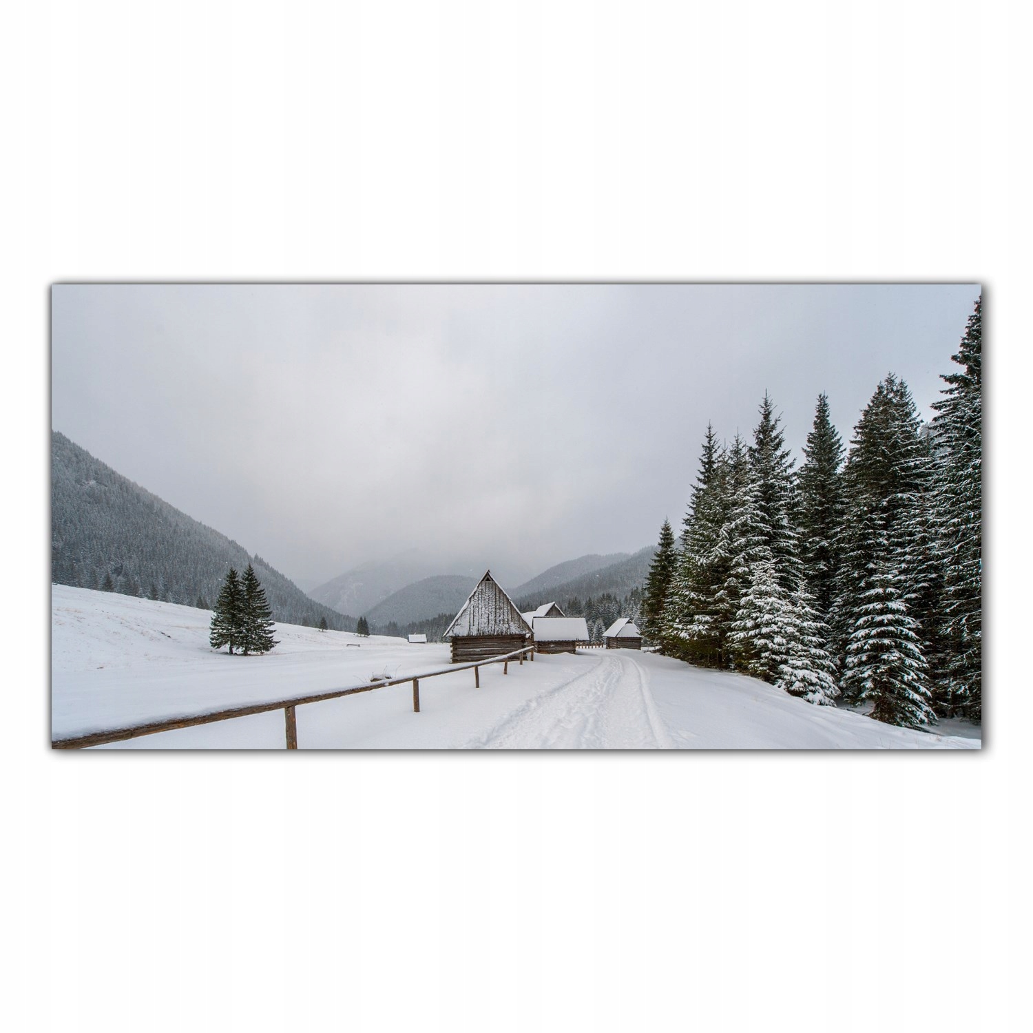 Zima Hory Vesnice Příroda 120x60 Panel tvrzené sklo