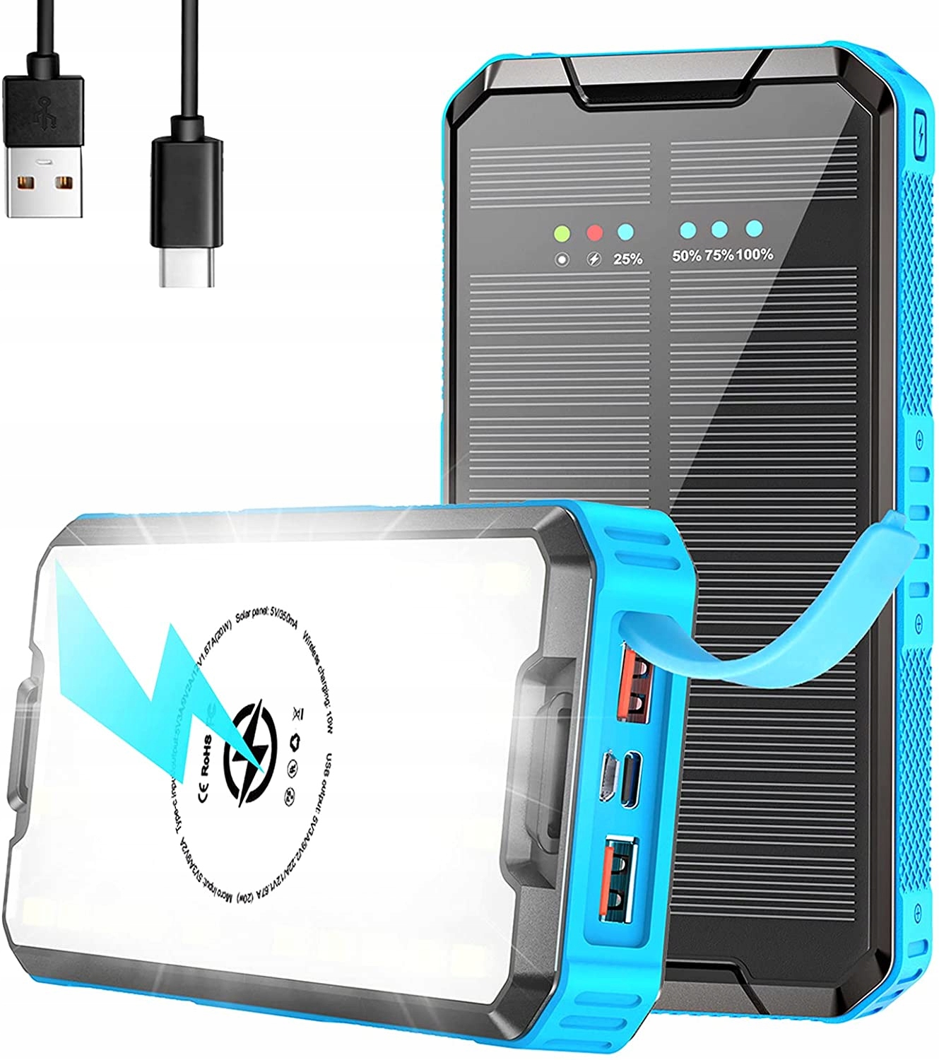 

Powerbank Solarny 30000mAh IP67 Bezprzewodowe Led