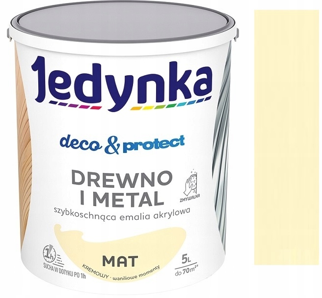 Jedynka Deco Protect Emalia Do Drewna I Metalu Kremowy Mat 5L