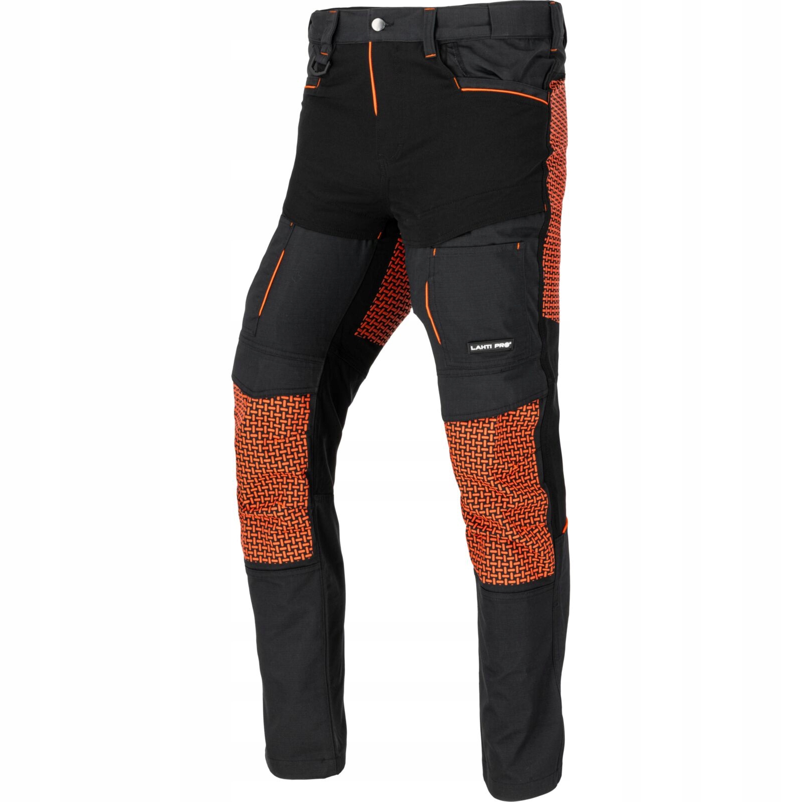 Lahti Pro Spodnie robocze dekarskie Black/orange ze wstawkami stretch r. XL