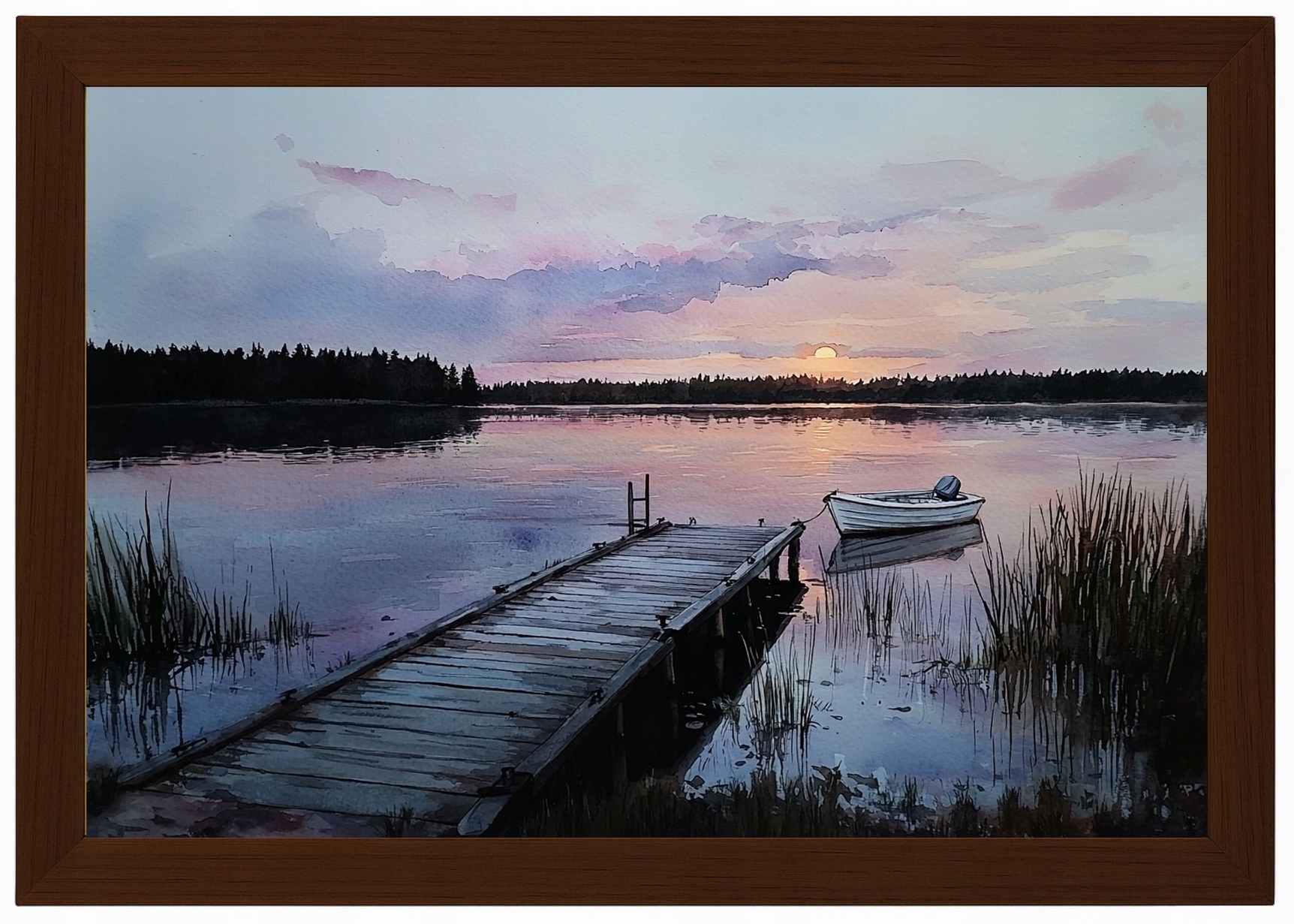 Rám Na Plakát S Plakát Rámeček , Jezero, Přístav, Plátění, Loď, Slunce 60x40