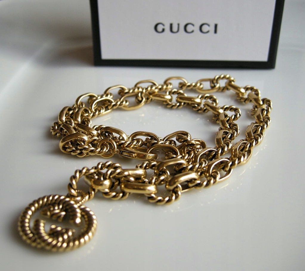 Gucci interlocking G necklace naszyjnik mosiężny • Cena, Opinie