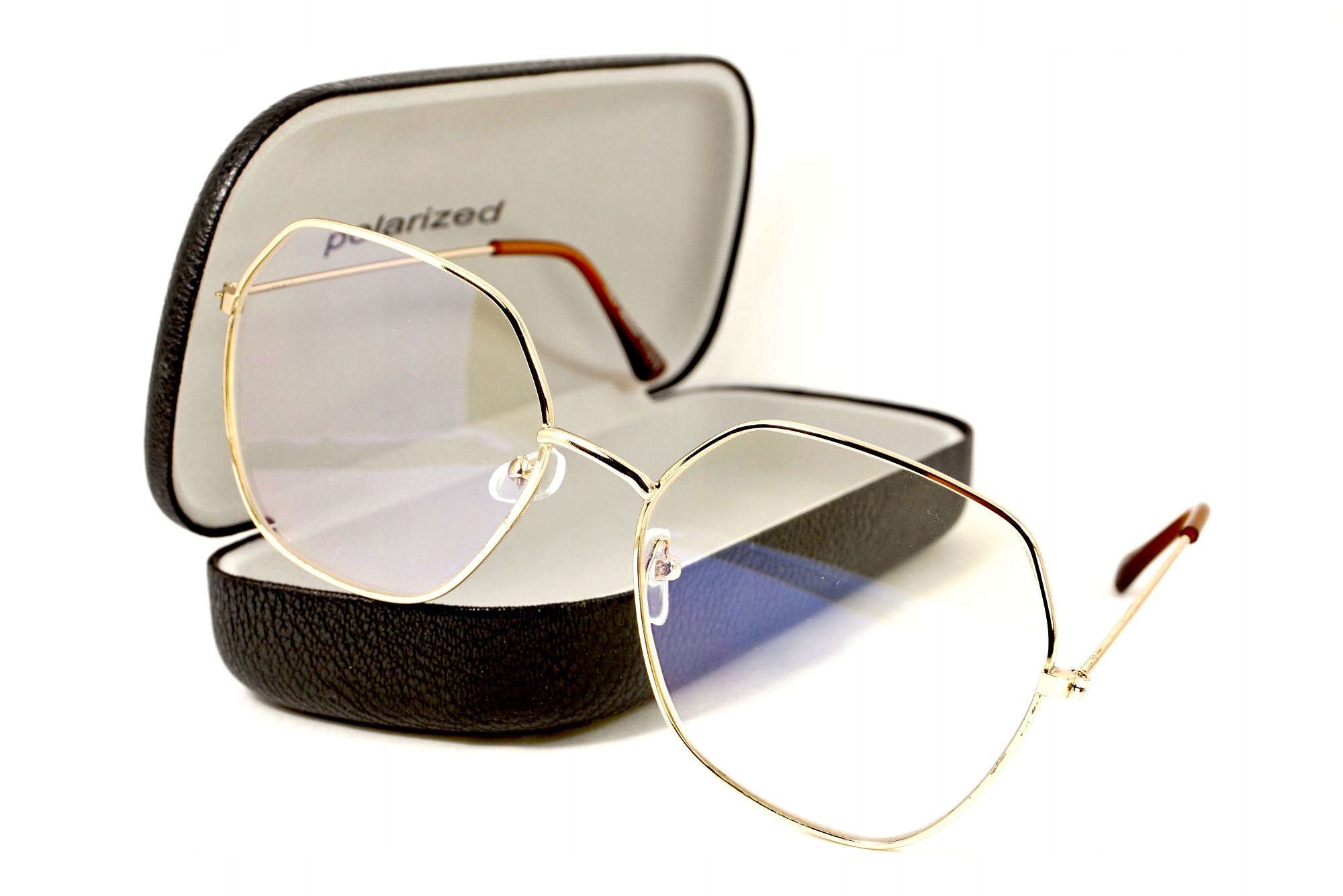 

Okulary Zerówki Antyrefleksyjne Złote Z Filtrem