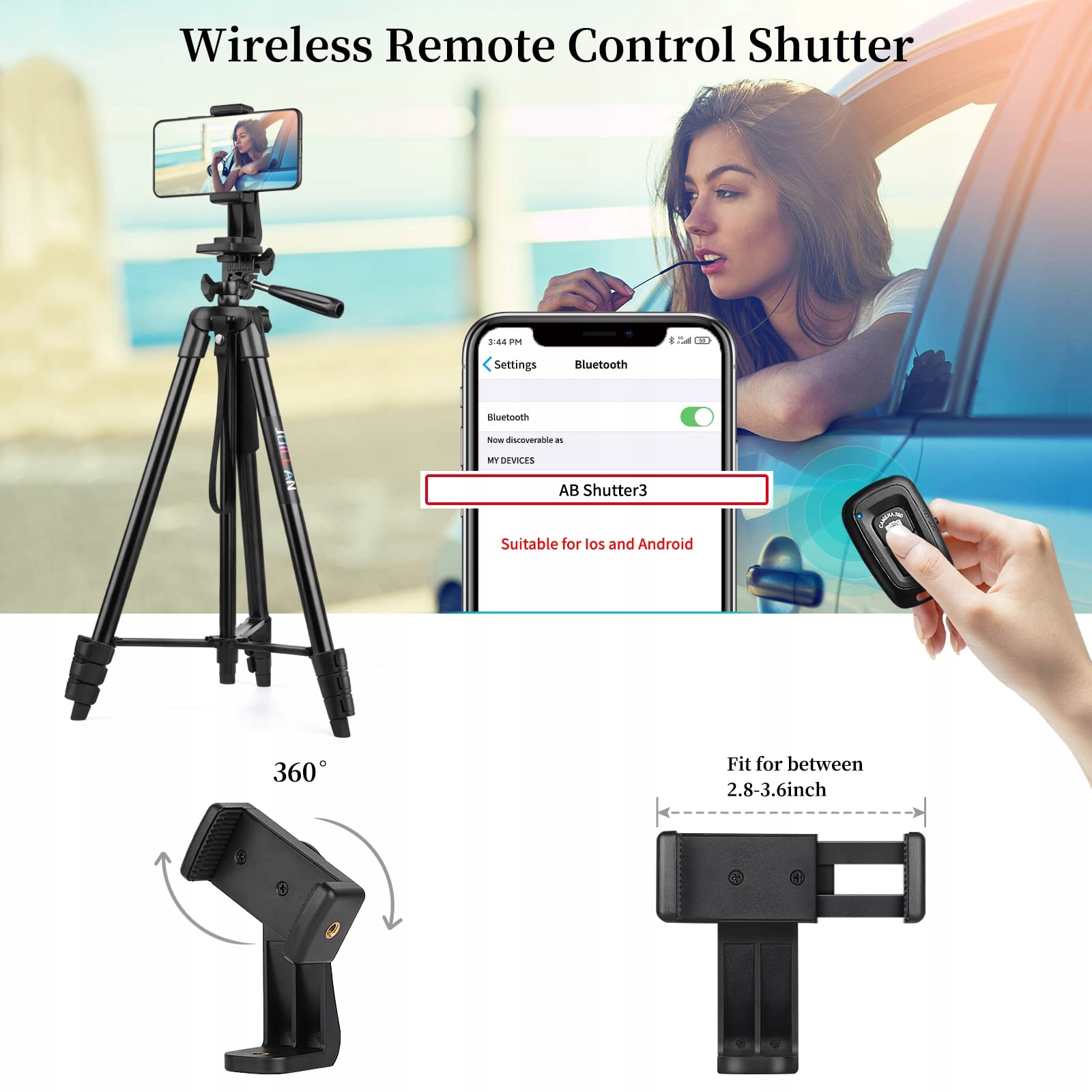 JOILCAN Statyw Aluminiowy 63" Do Smartfonów i Kamer z Pilotem Bluetooth — miniatura 5
