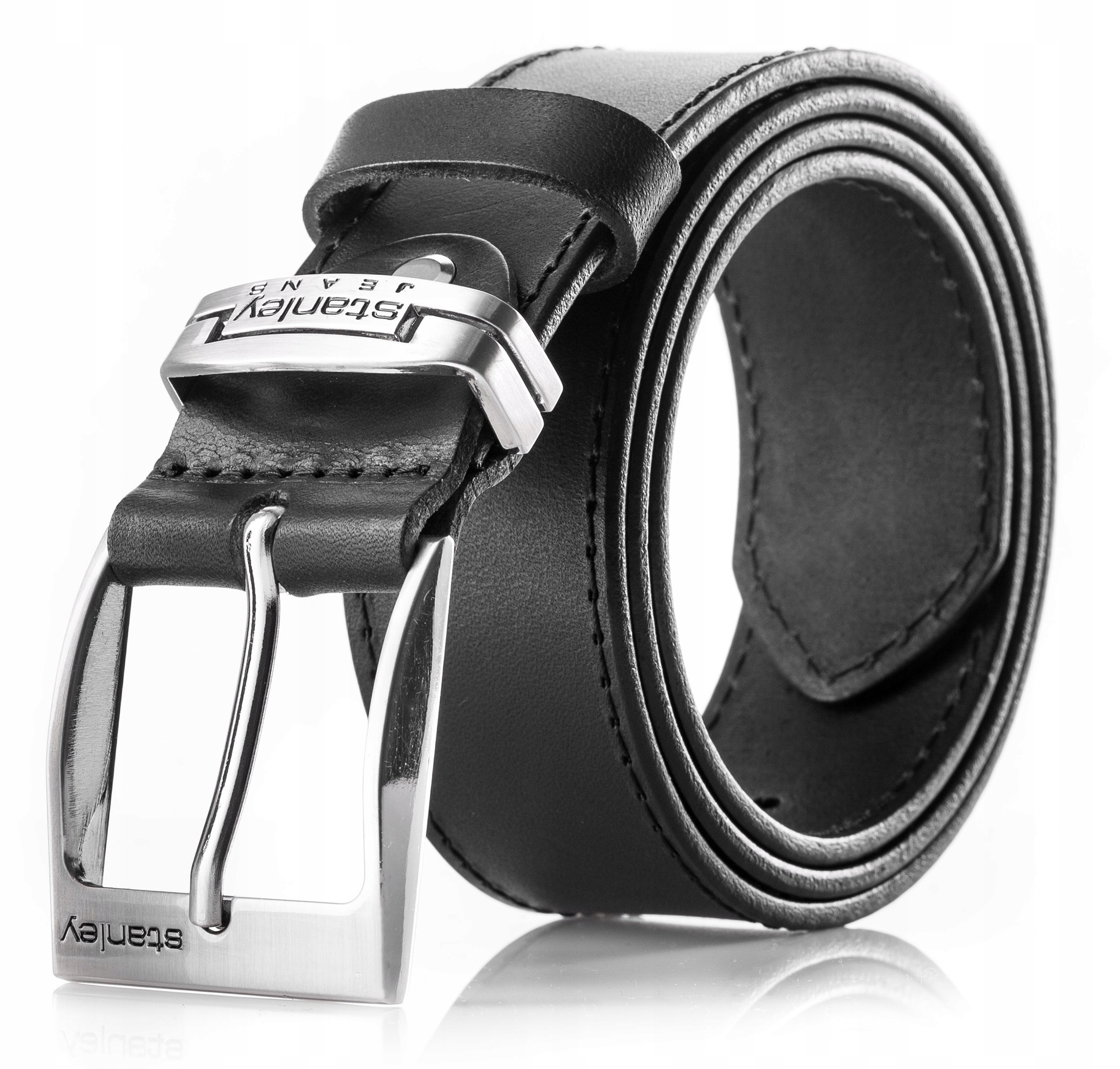 Pasek Męski Stanley Jeans Skóra Licowa -czarny