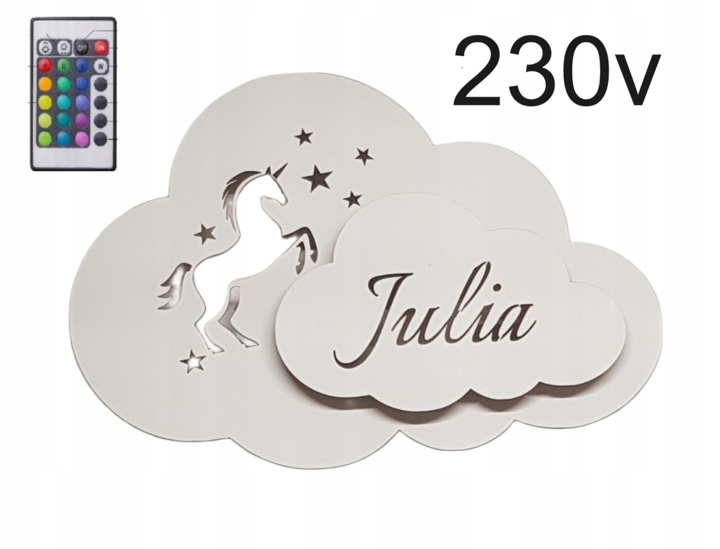 Kinkiet Lampka 230V nocna Led Chmurka Jednorożec z imieniem