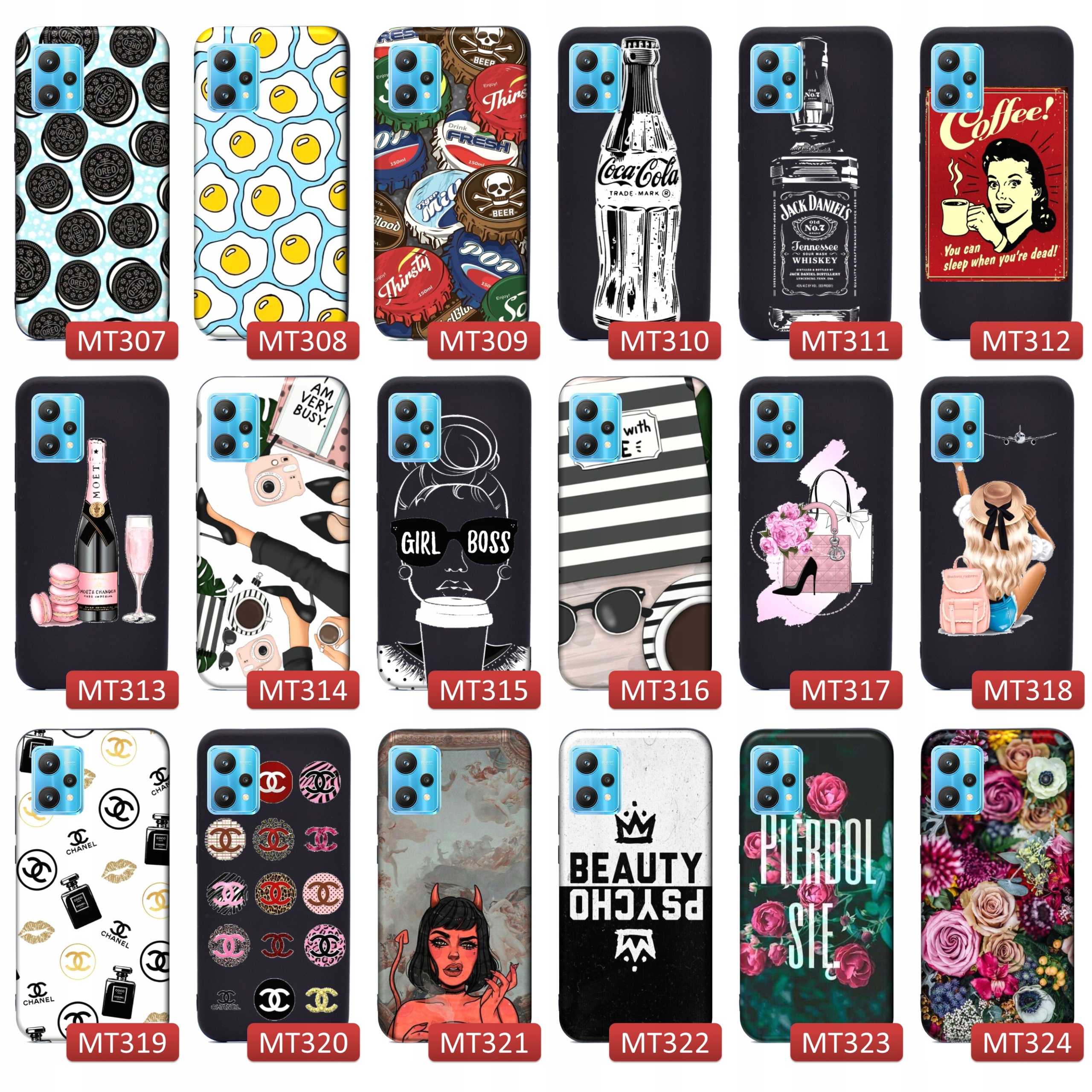 Etui plecki matt case do Realme 9 Pro / 9 5G Wzory Kolor czarny