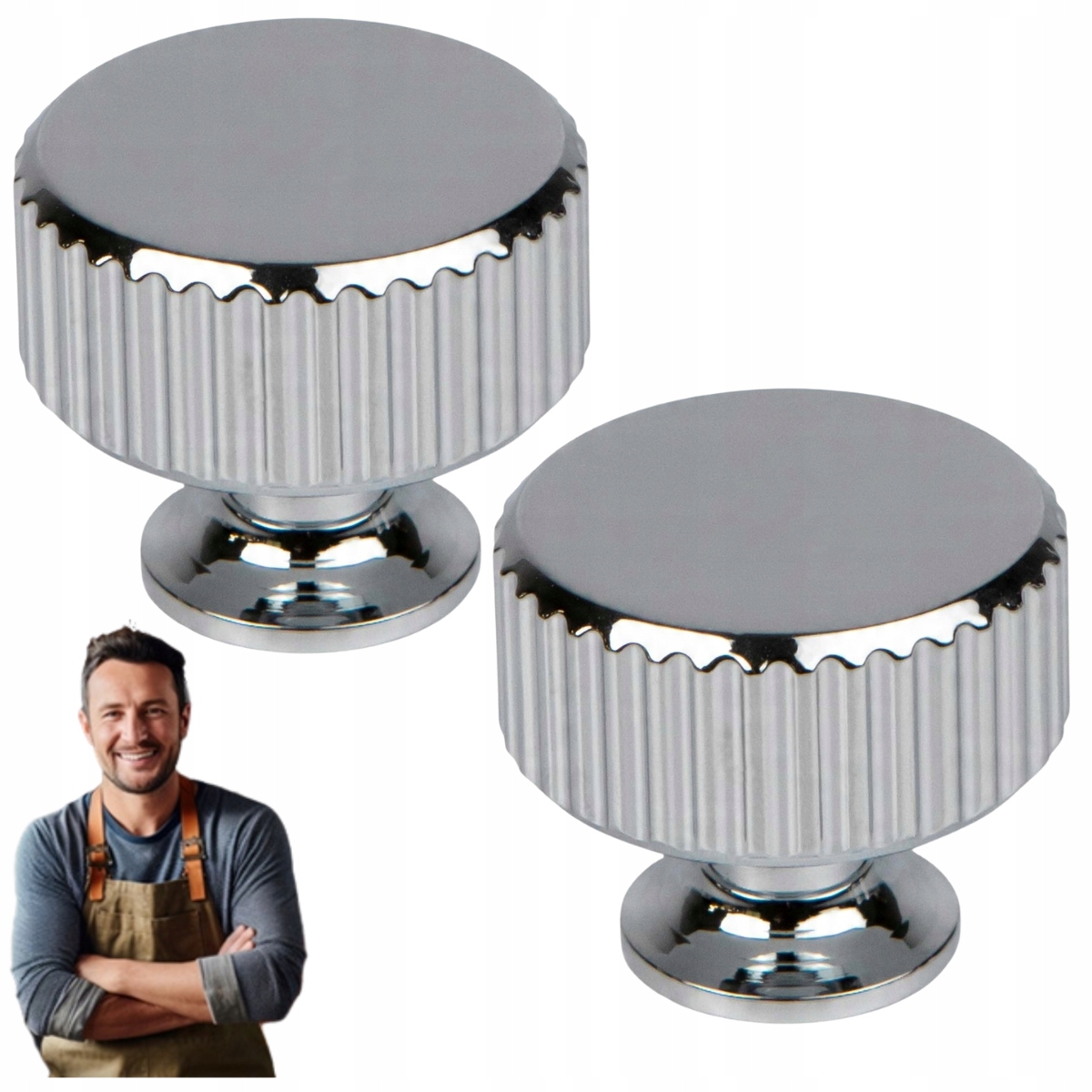 Nábytková Úchytka Kulička Randi 30 mm Kulatá Podélná rukojeť Chrom Lesk 2ks
