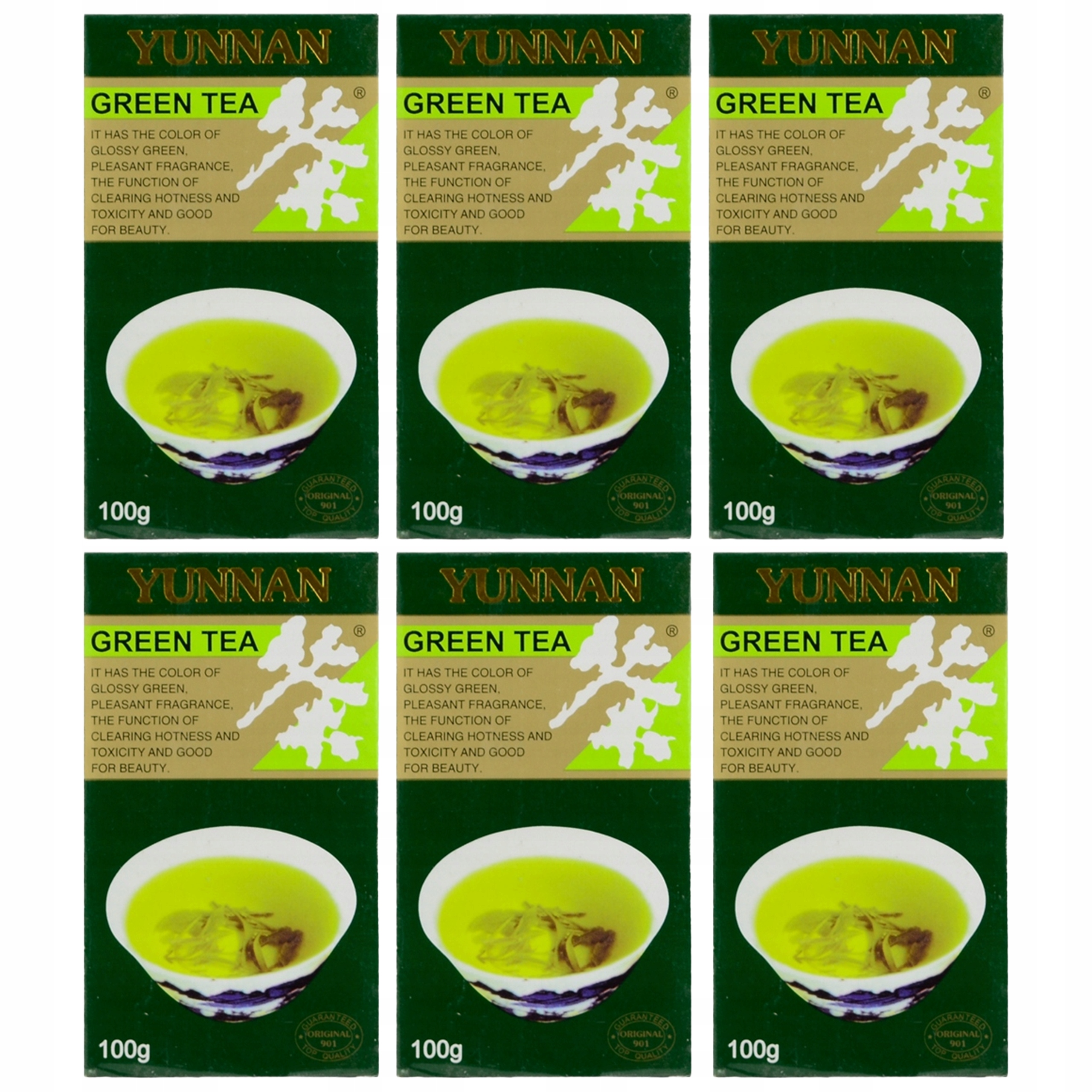 Levně Sada 6 zelených Listových čajů Yunnan G901 čaj nálepka