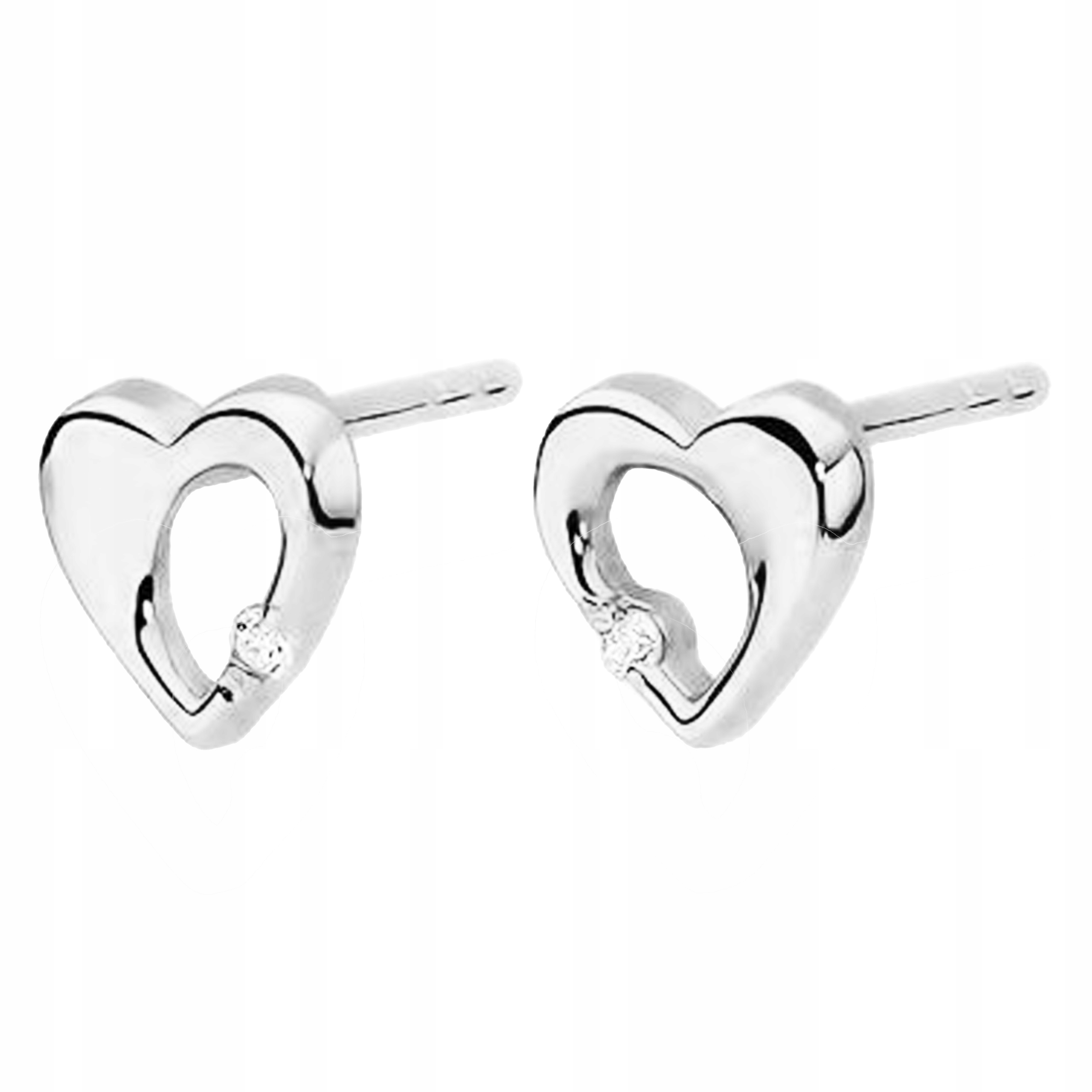 Zlaté náušnice 585 Srdce S Brilianty 0,40g, elegantní vzor jako dárek 14kt