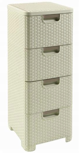 Regál Curver Style 4x14L se zásuvkami krémově bílý