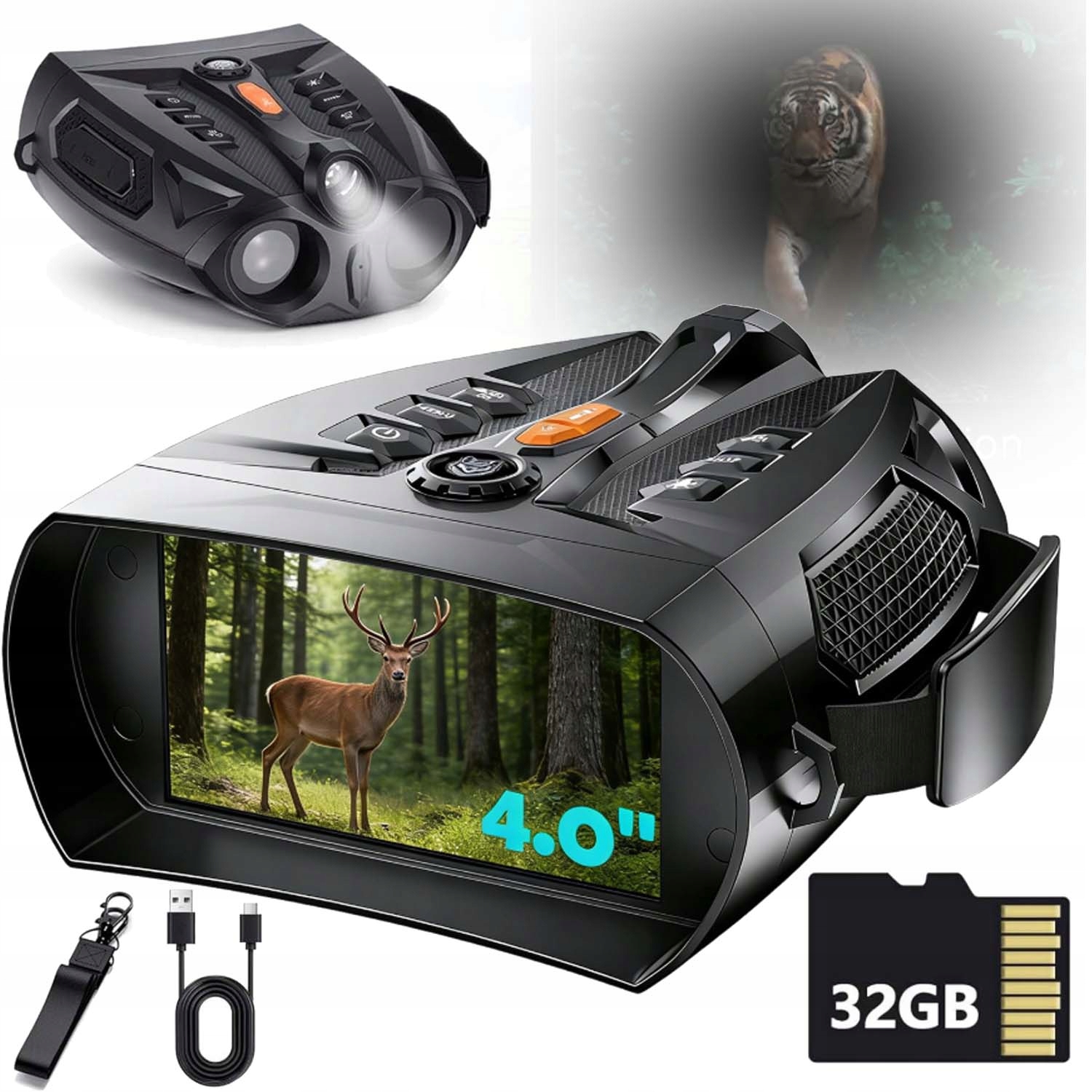 Digitální LCD Noční Vidění Led Kamera S 10X Zoomem Usb 512 Gb 4"