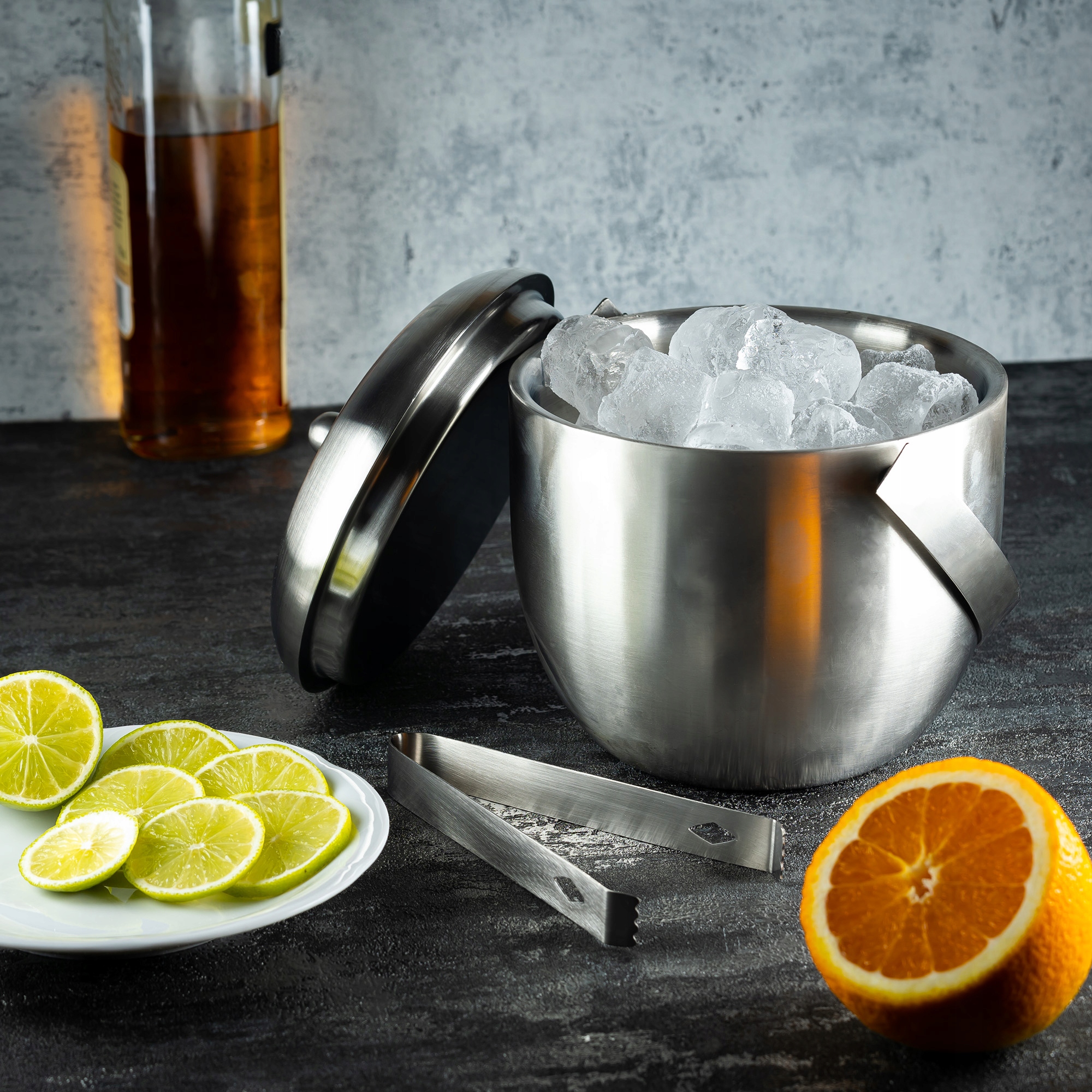 WIADERKO DO LODU COOLER POJEMNIK na lód KOSTKI + SZCZYPCE 1,75L STALOWE KH Producent Kinghoff