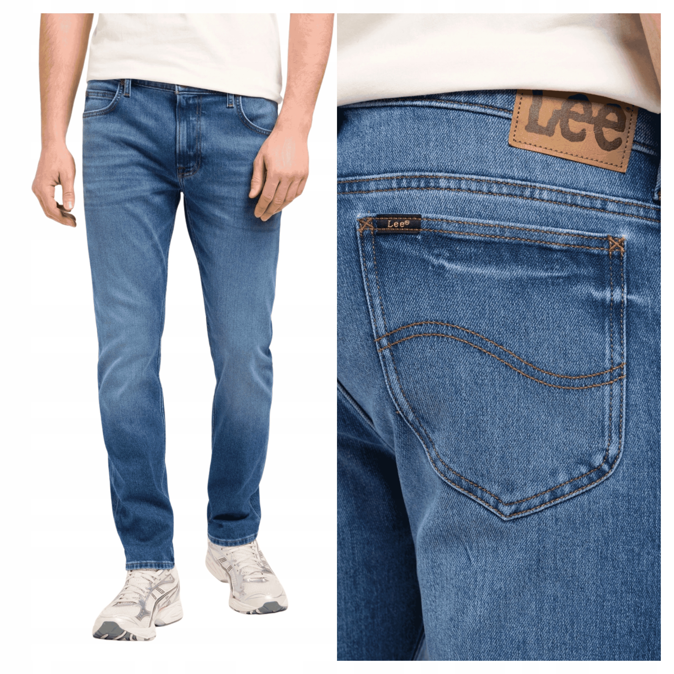 Pánské kalhoty Lee Rider Armstrong Modré Slim Fit Zúžené W34 L30