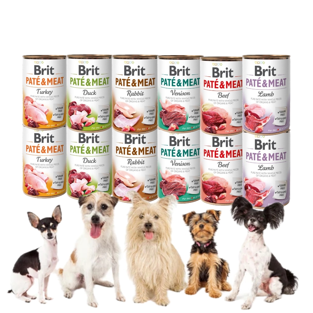 Levně Brit Vlhké Krmivo pro psy Paštika s kousky masa mix chutí 12*400 g