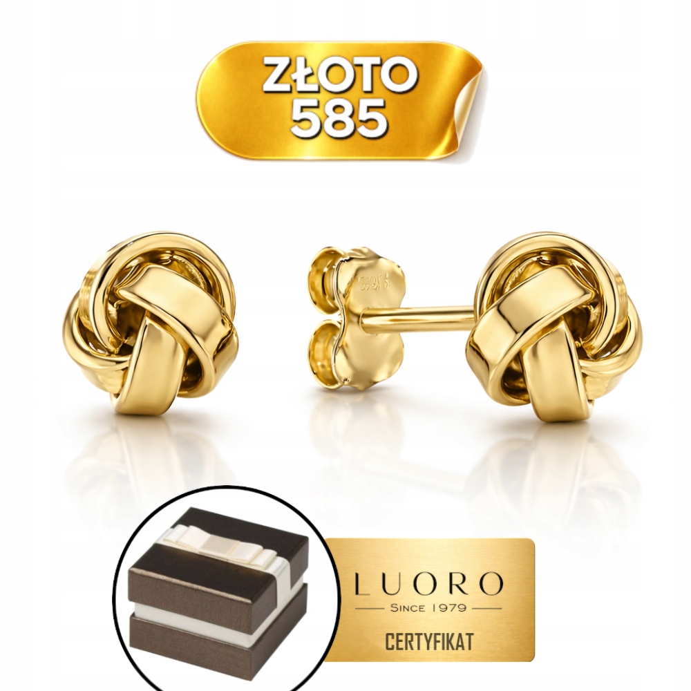 Náušnice Zlaté 14K 585 Zlaté Pletené Moderní Dárek Krabička