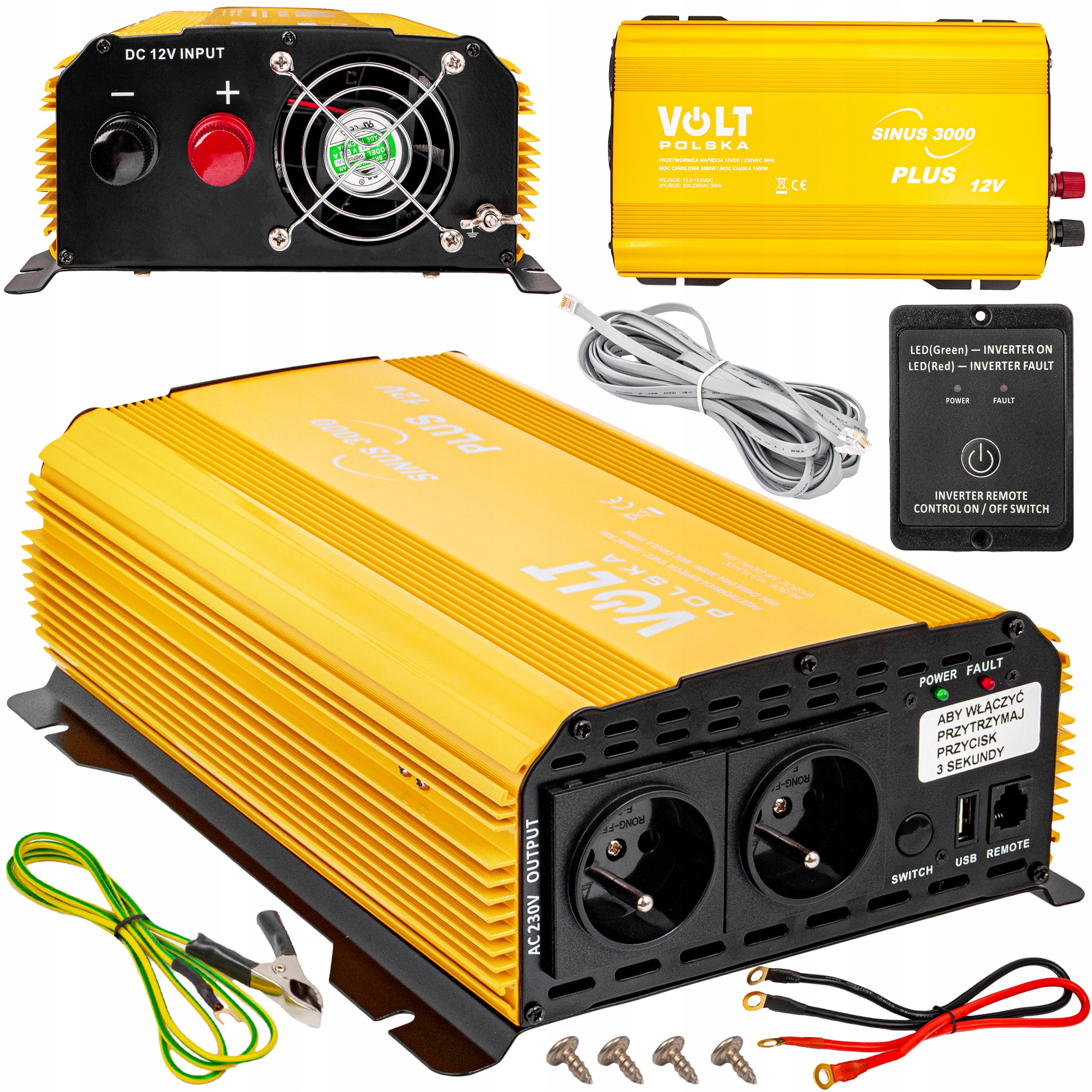 PRZETWORNICA NAPIĘCIA SAMOCHODOWA DO KAMPER CAMPER SINUS PLUS 3000W 12V