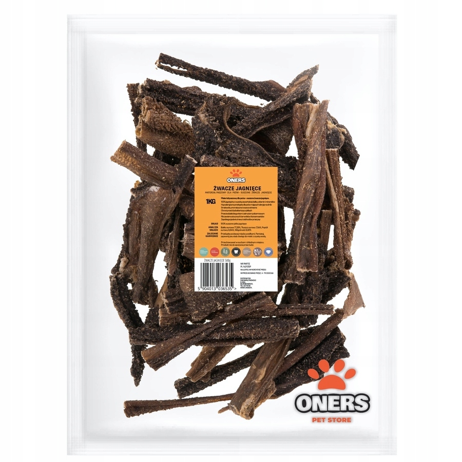 Levně Oners Jehněčí žvýkačky 1kg Přírodní kousátko Psí Pamlsek 15 cm