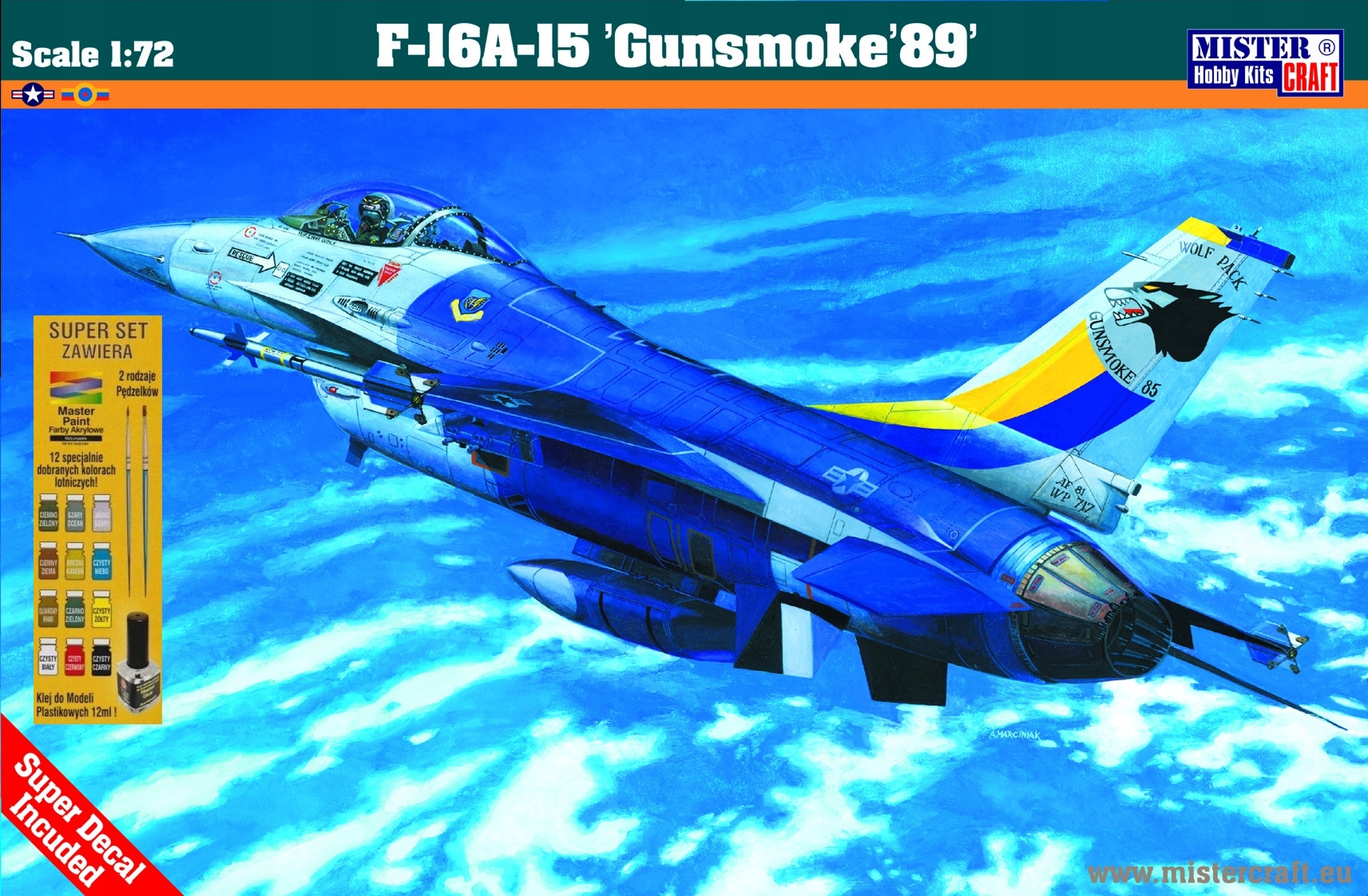 F-16 A 15 1989 Gunsmoke Model Zestaw Klej Farby