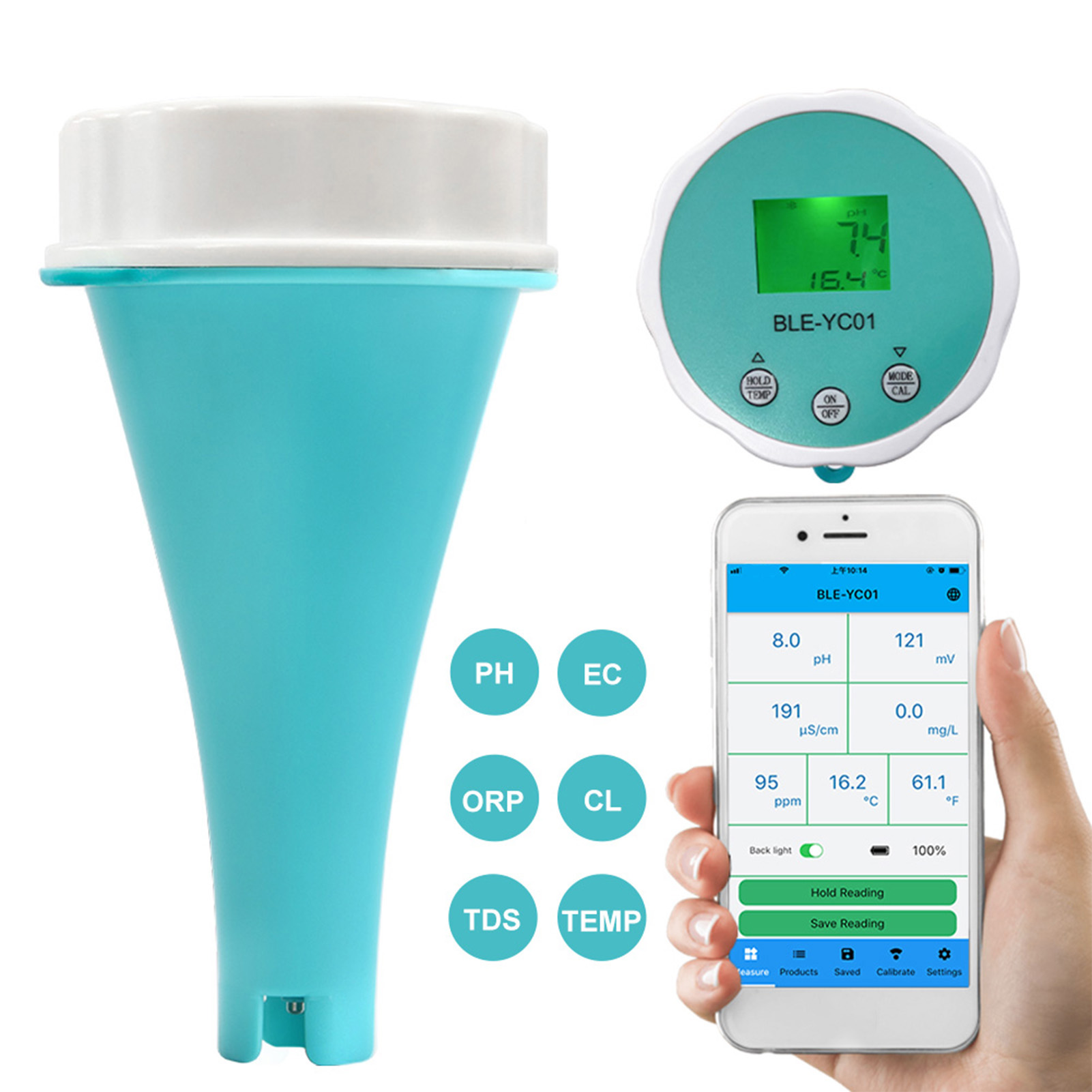 Miernik Do Badania Wody 6 W 1 Ph Ec Tds Orp Temp