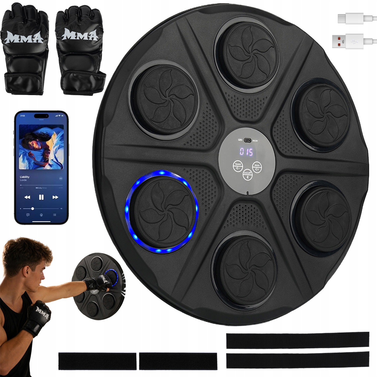 Hudební Boxovací Stroj Bluetooth 12 Rychlostí 12 Režimů 1200 mAh