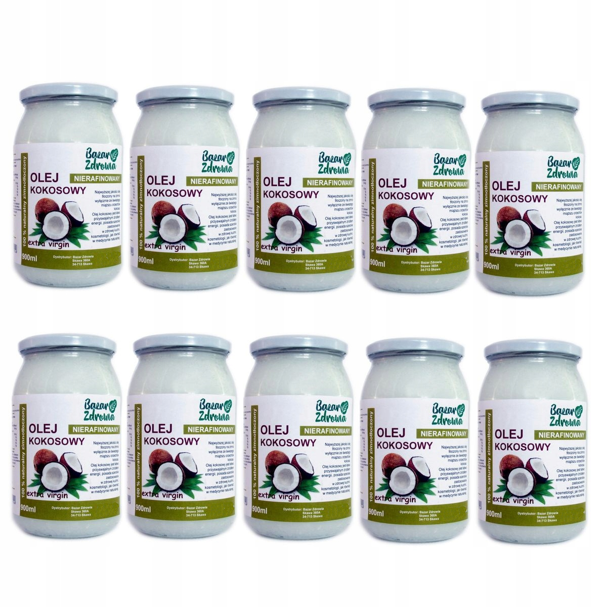 Levně 10 x Kokosový Olej nerafinovaný Virgin 900 ml