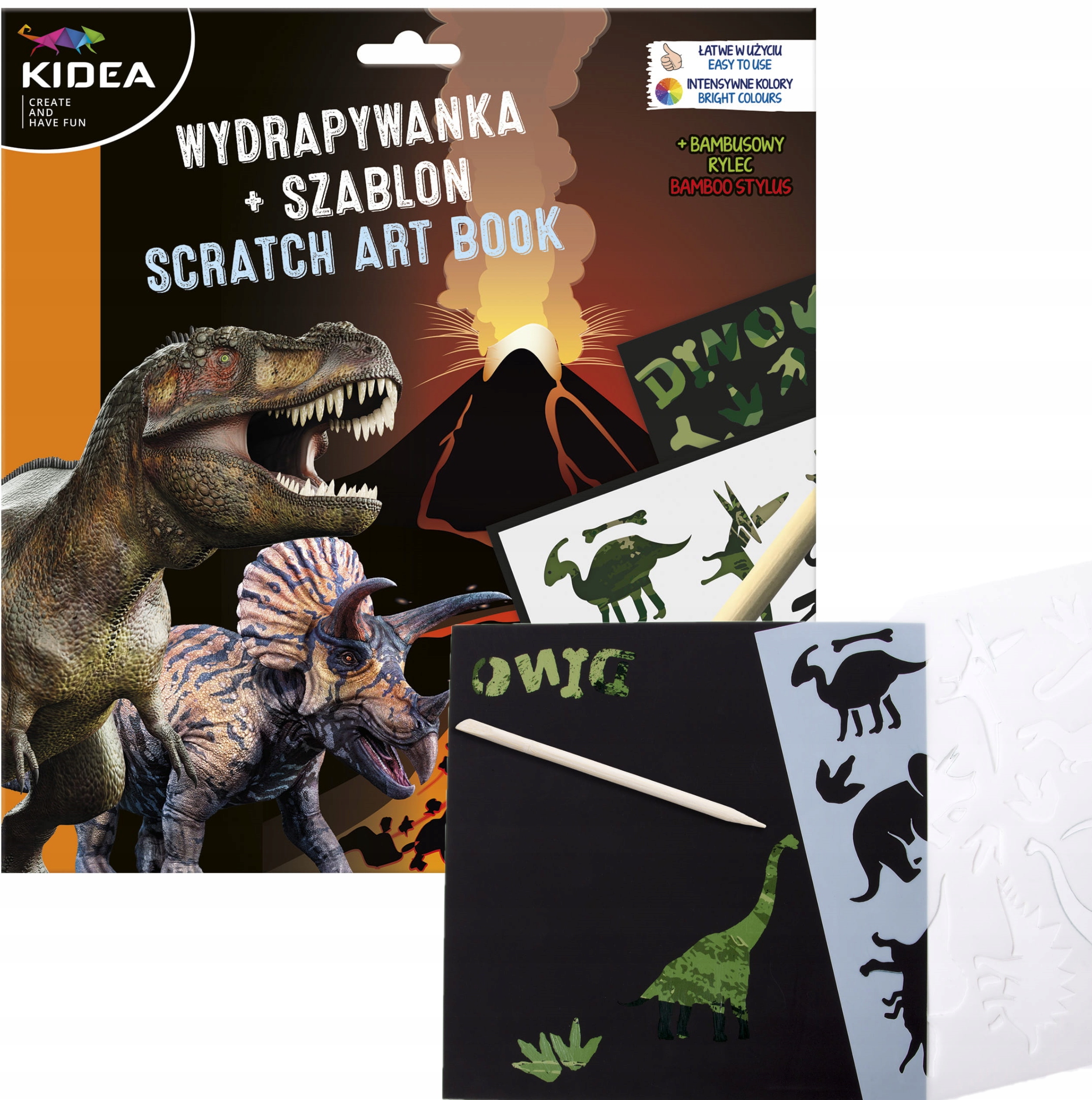 

Wydrapywanka kreatywna z szablonami Dinozaury B