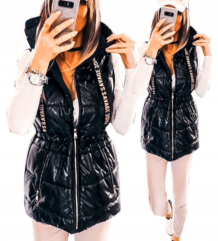 KAMIZELKA DAMSKA BEZRĘKAWNIK PIKOWANA CZARNA 4XL