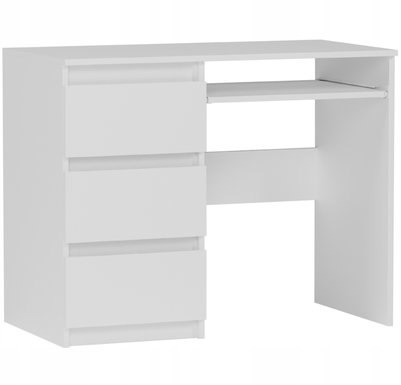 BIURKO KOMPUTEROWE 96CM STOLIK STÓŁ BIAŁE LEWE N-3L